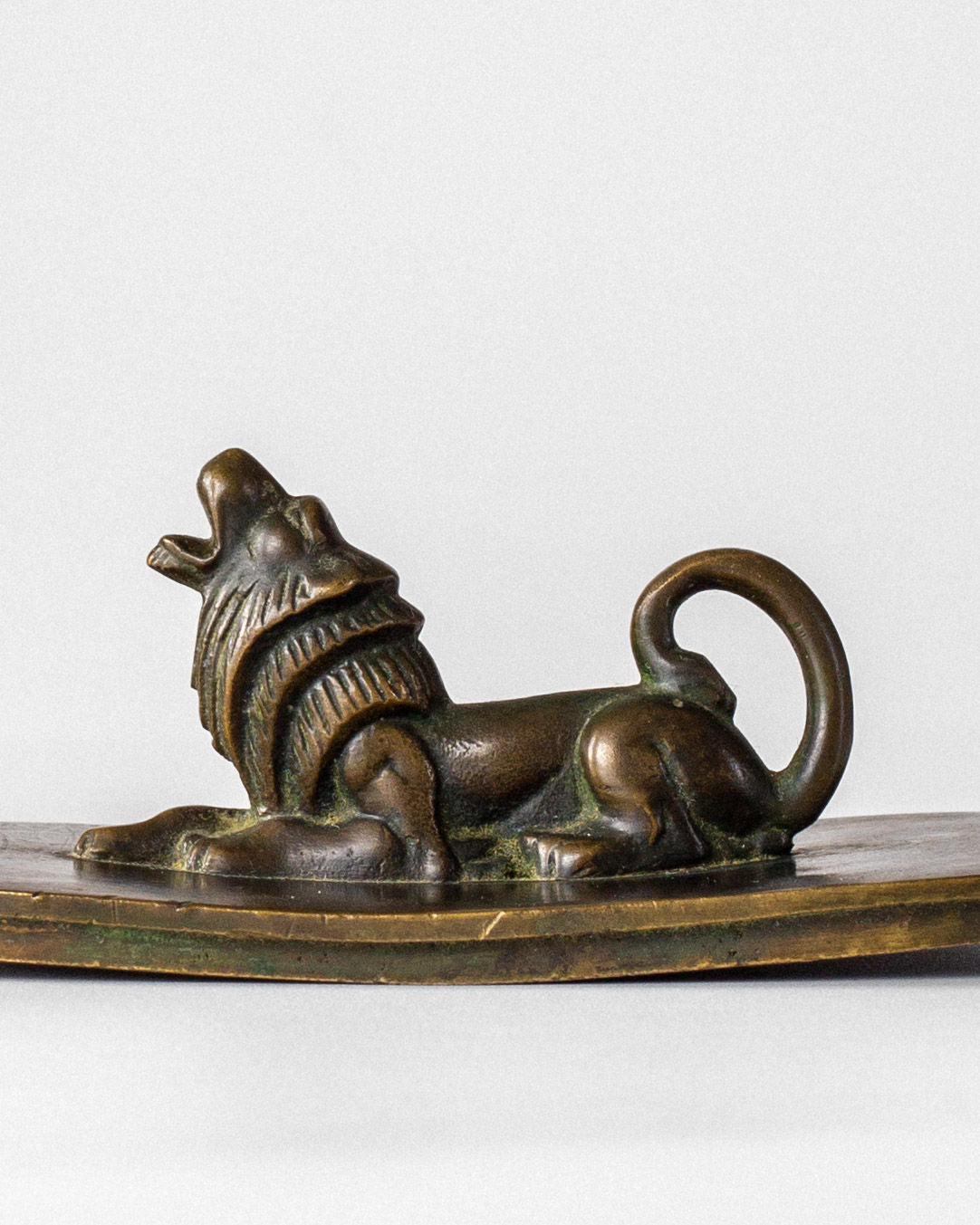 Art Deco Bronze Box with Lion Sculpture