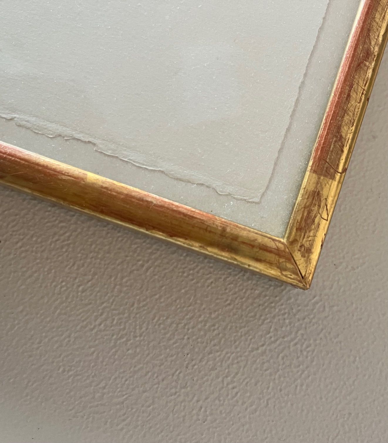 Corner detail of gilded wooden frame on Fautrier nude drawing