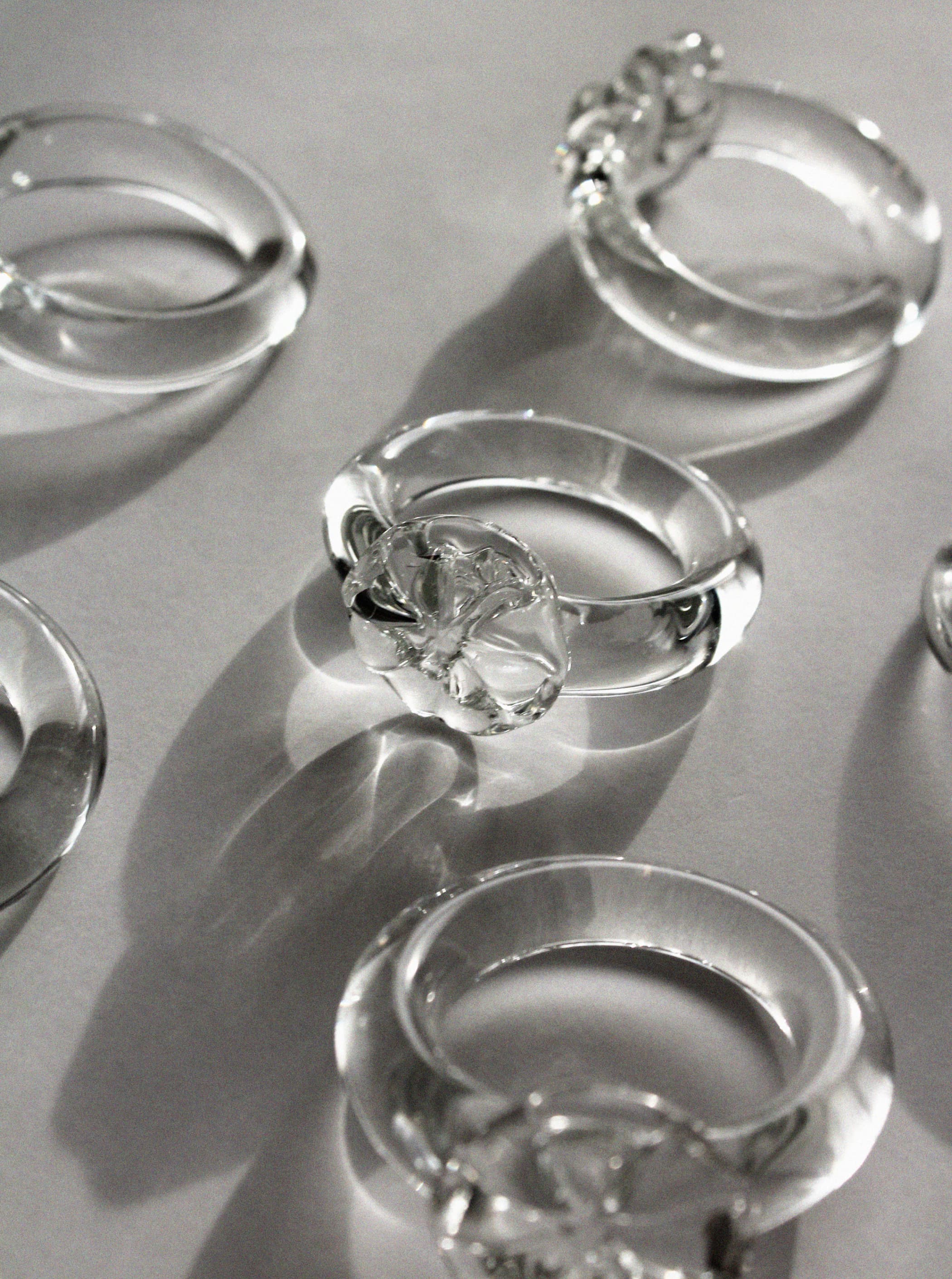 Set Of Vintage Glass Napkin Rings