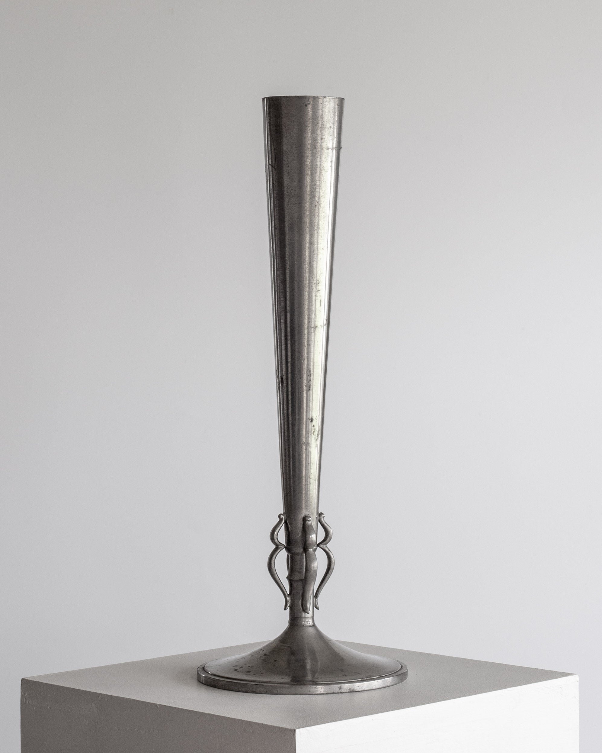 Art Deco Pewter Trumpet Vase, 1935