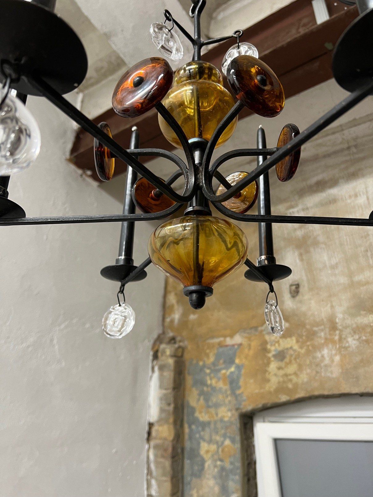 Art Glass Chandelier by Erik Höglund for Boda, 1970s