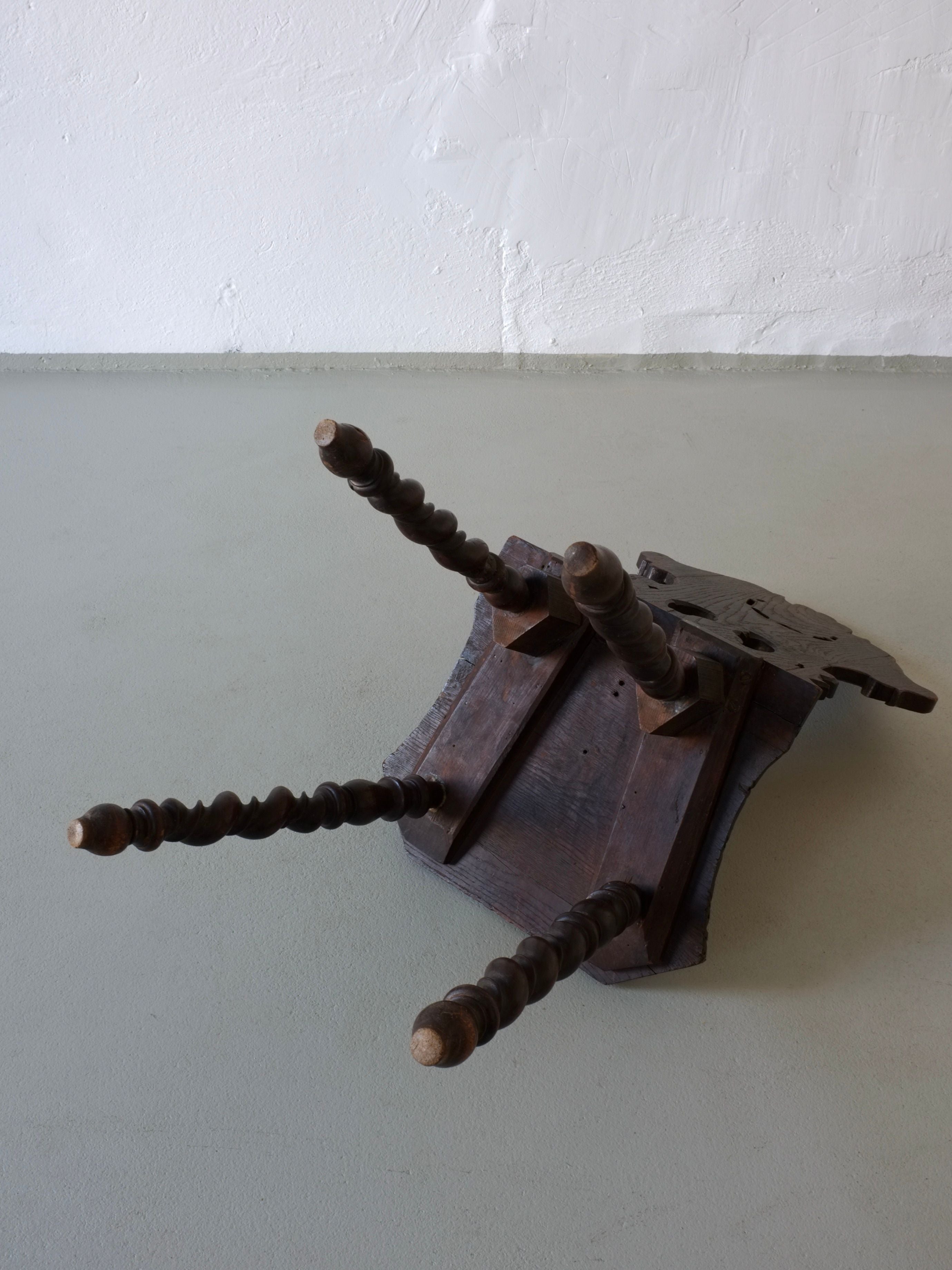 Hand-Carved Dark Oak Chair, 1900s