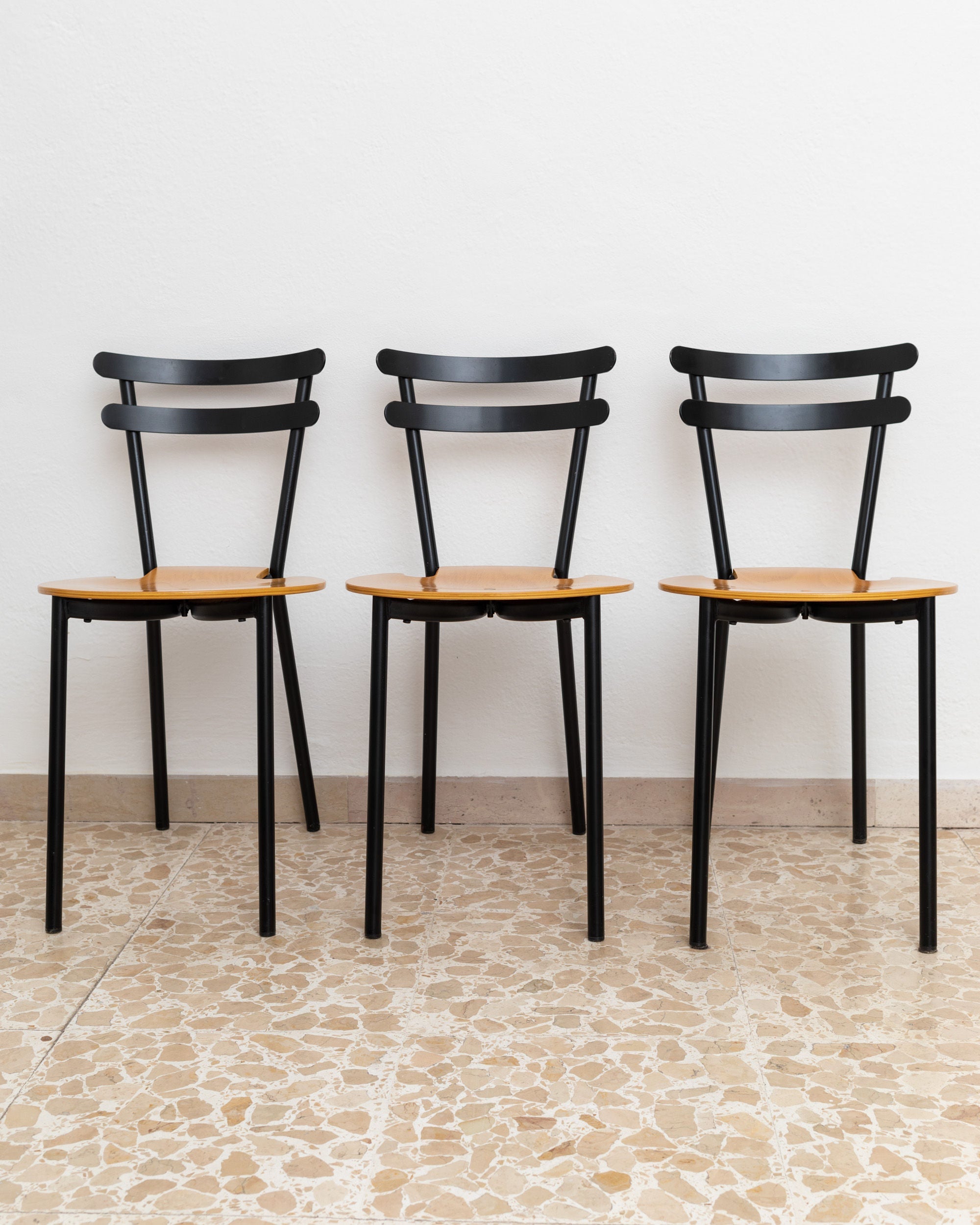 3 Vintage Mid Century Chairs Italy 1970s