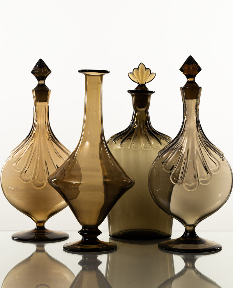 Amber glass decanters collection by Simon Gate for Orrefors