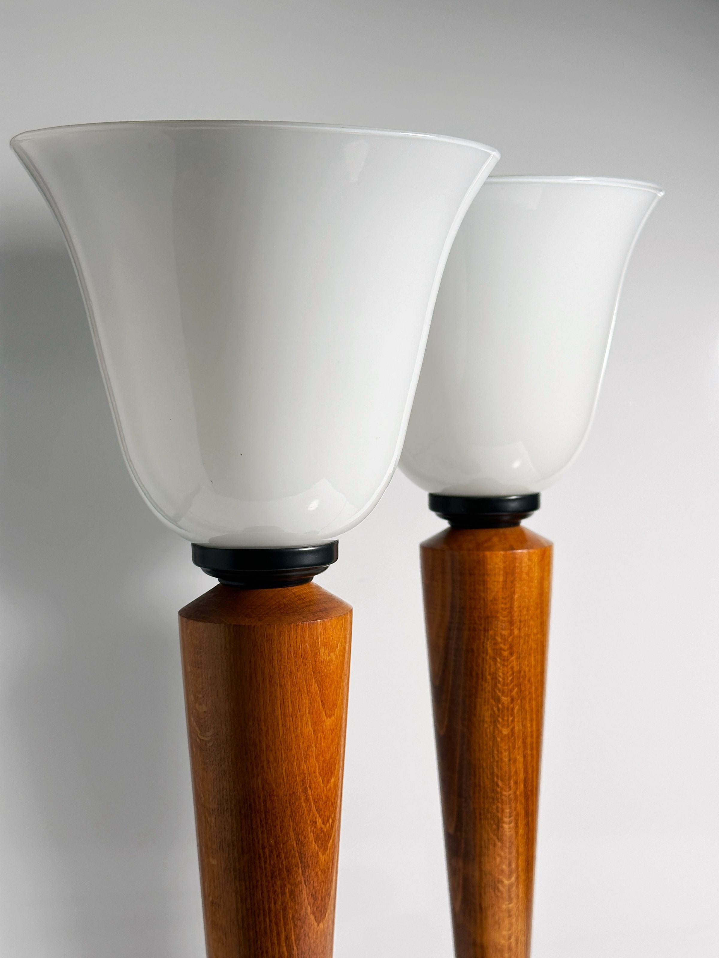 Pair of Art Deco Chalices with Teak Wood