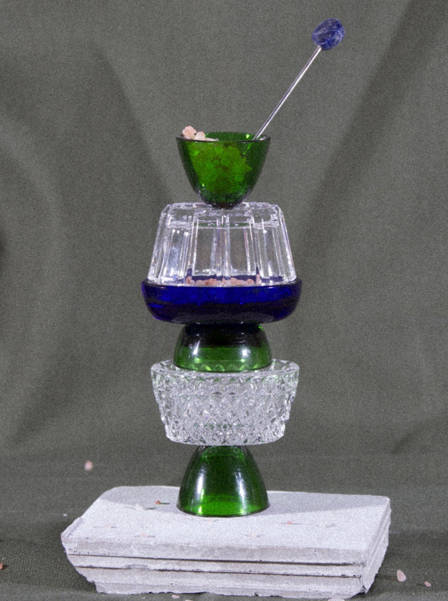 Handcrafted Diamantino Salt Cellar in vibrant green color, perfect for kitchen decor