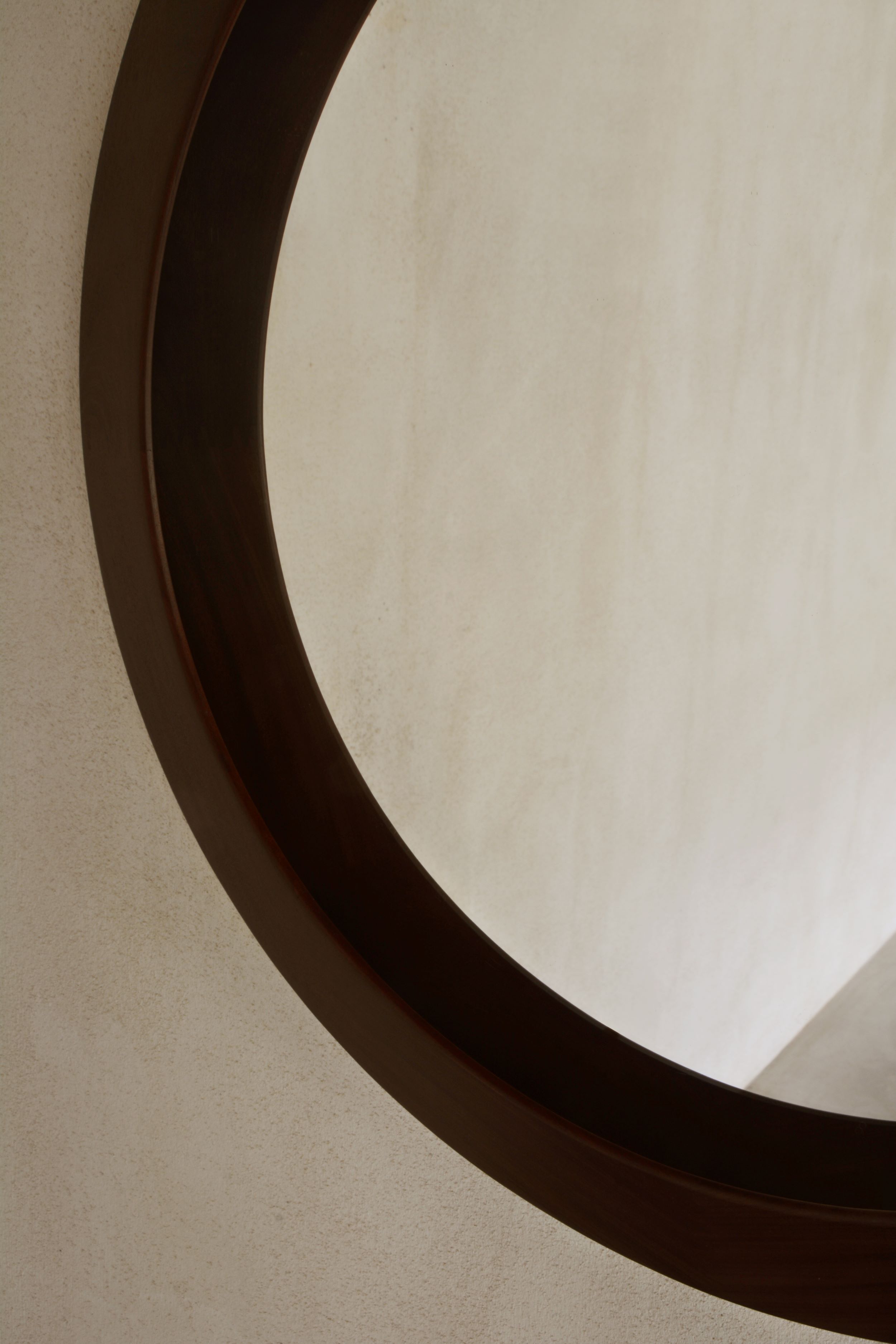 Round Wood Wall Mirror