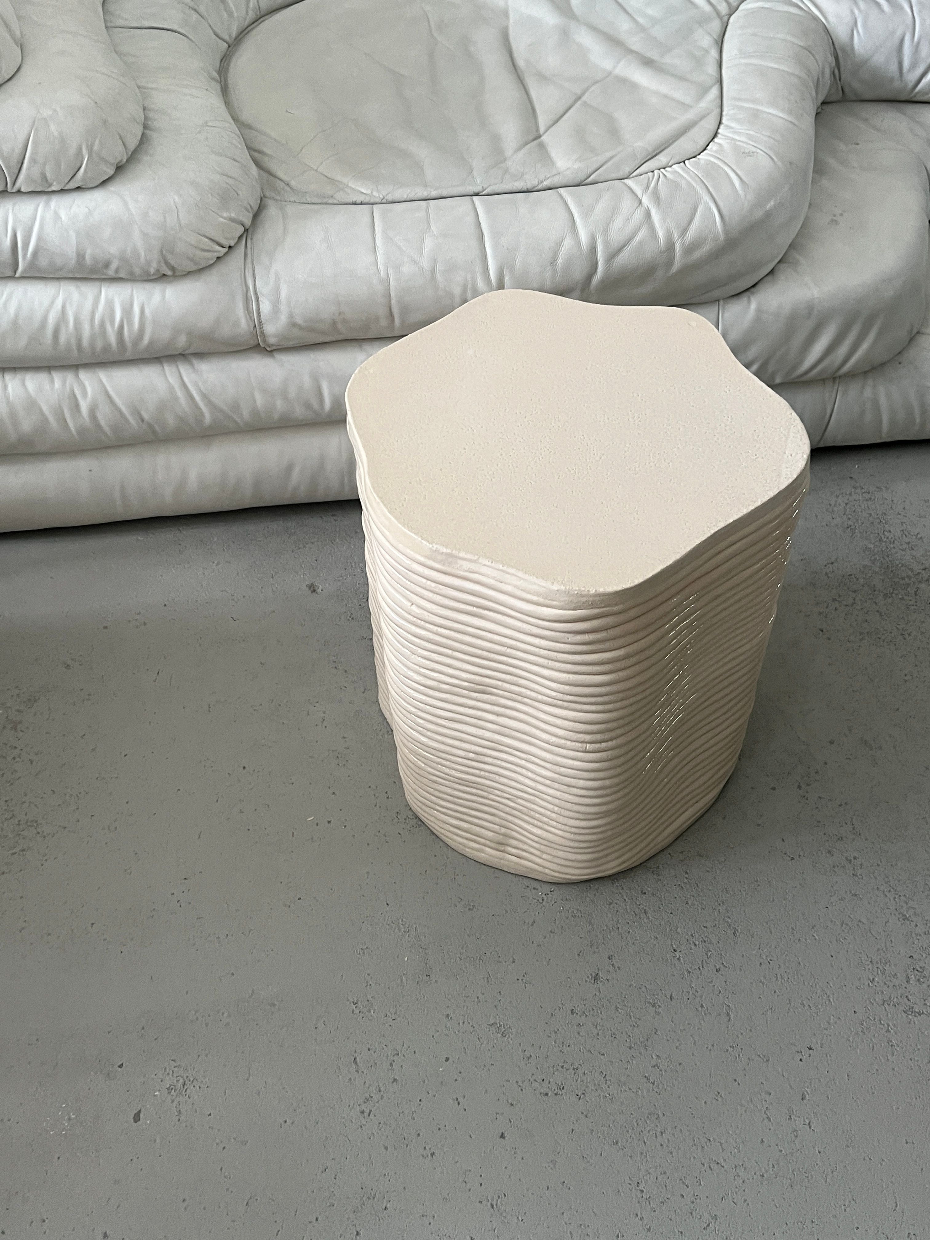 Handsculpted Ceramic Stool Cream