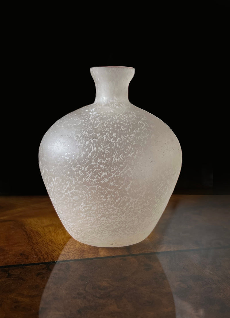 Frosted glass vase with textured surface by Porter Studio