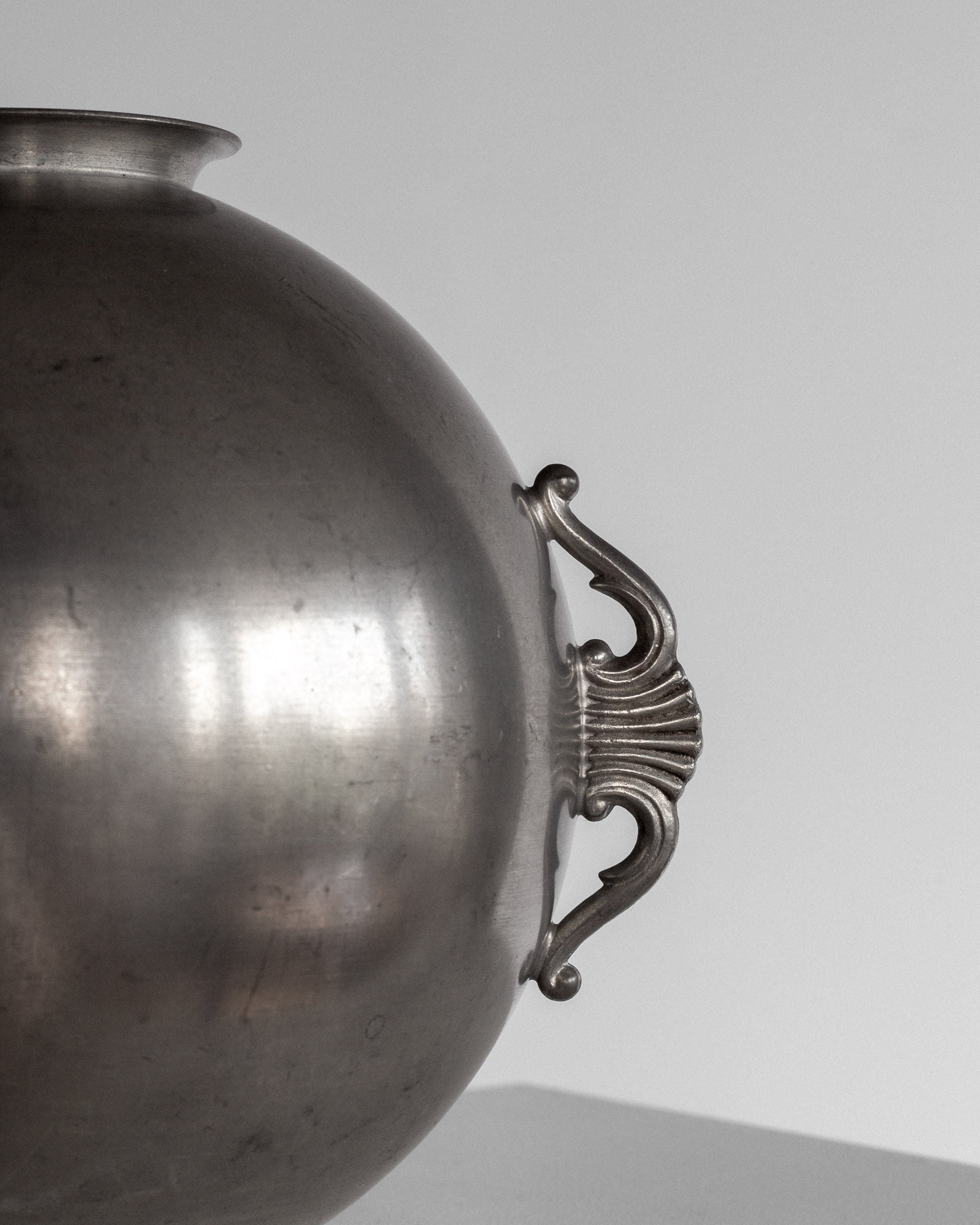 Spherical Art Deco Pewter Vase by C.G. Hallberg, 1929