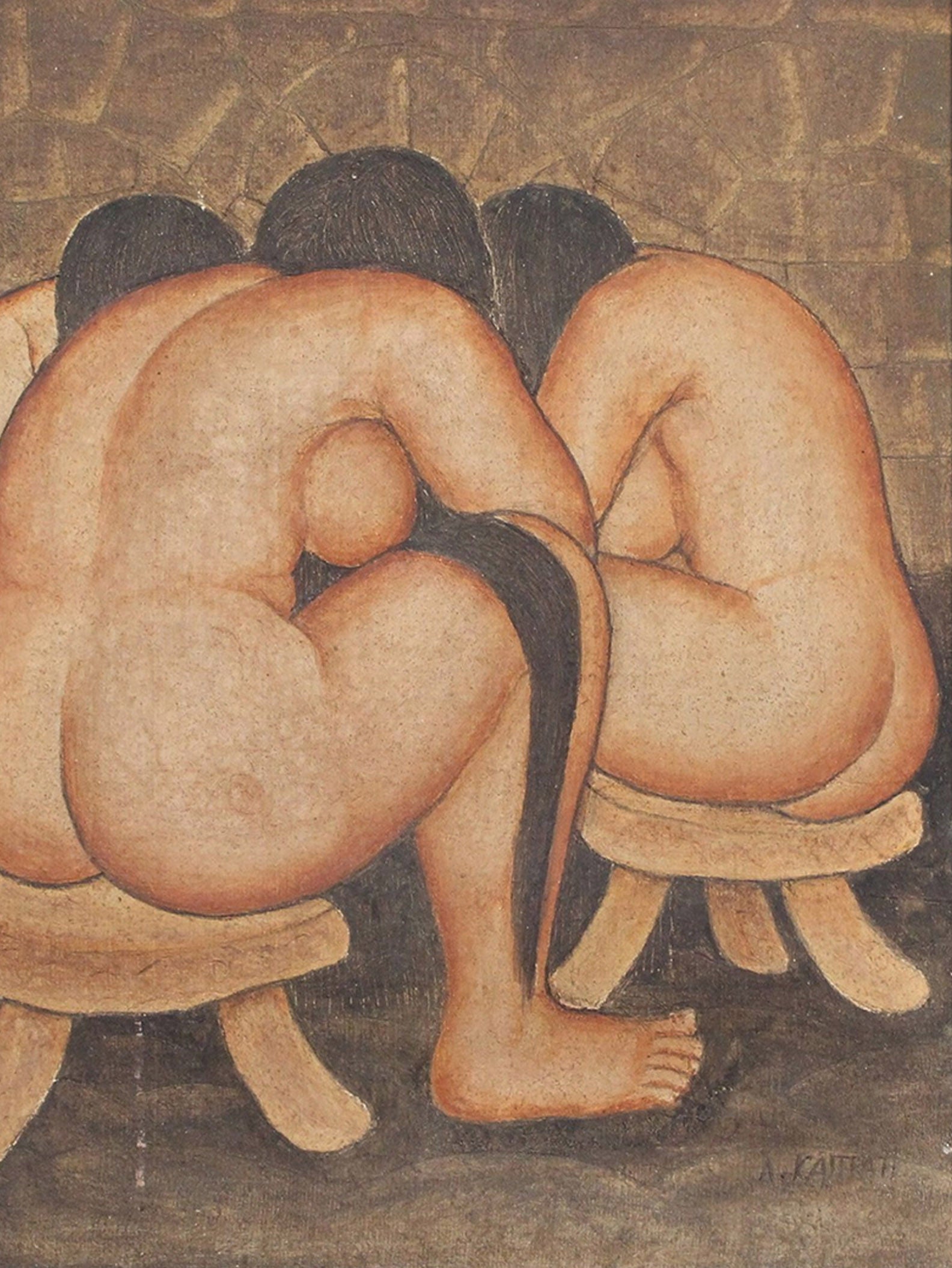 Three Women by Adam Kastrati (1930-2000)