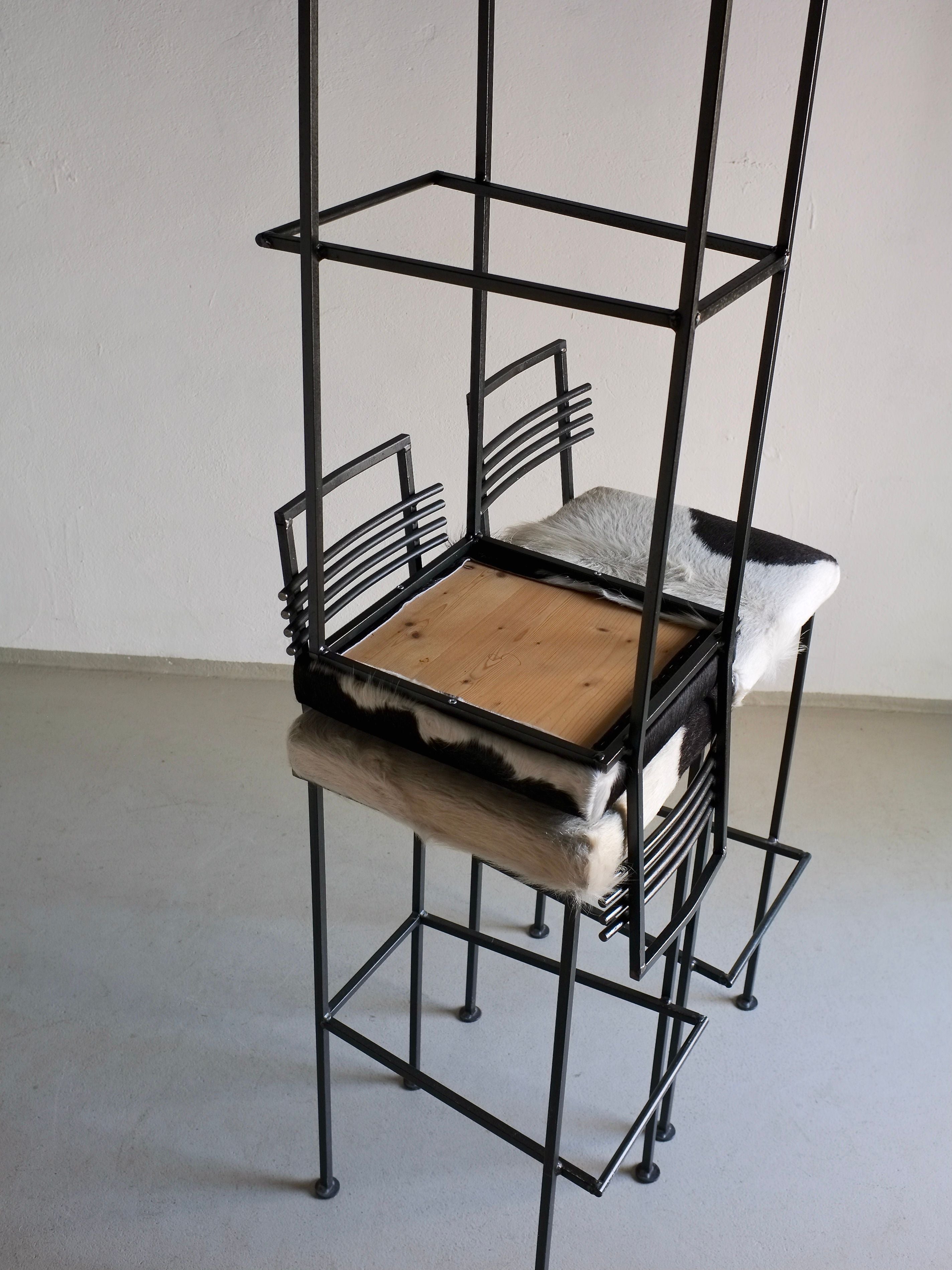 3 Wrought Iron Bar Stools by Olsson & Dam 1990s