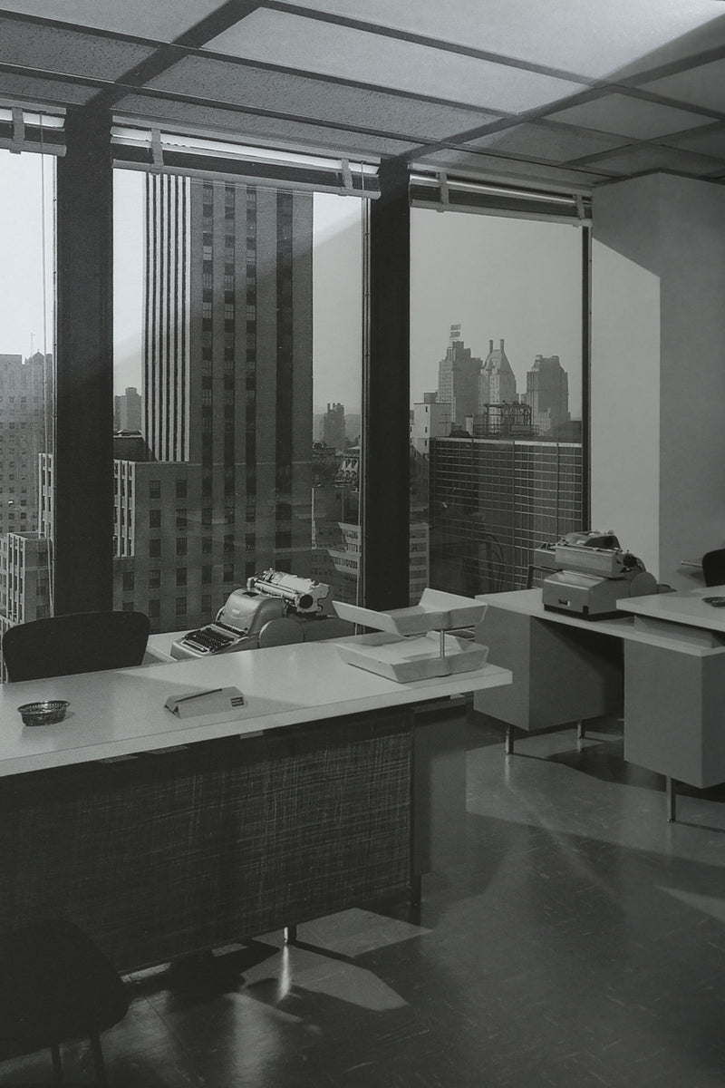 Mid-century office interior from Seagram Building architecture book