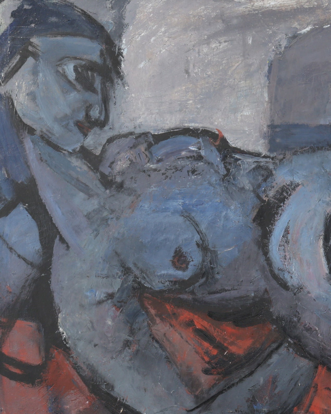 Grande huile sur toile par Stig Delang (1912-1995)