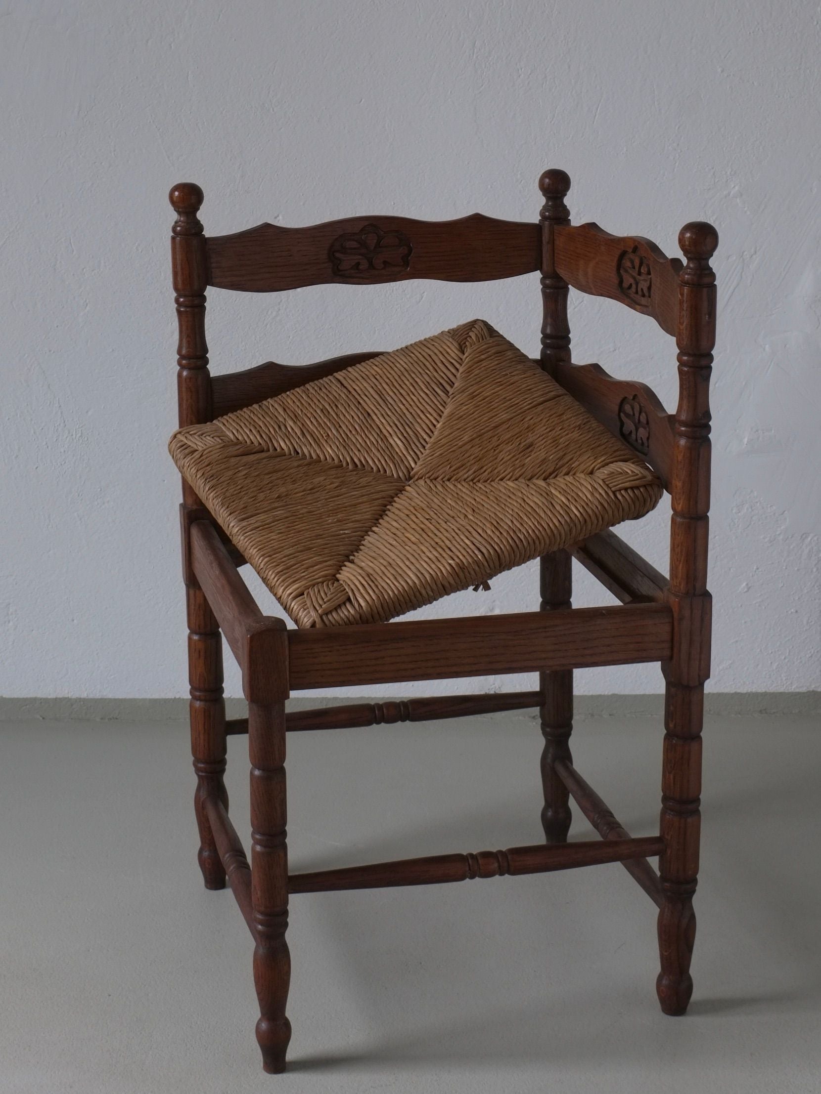 Carved Oak Corner Chair, 1950s
