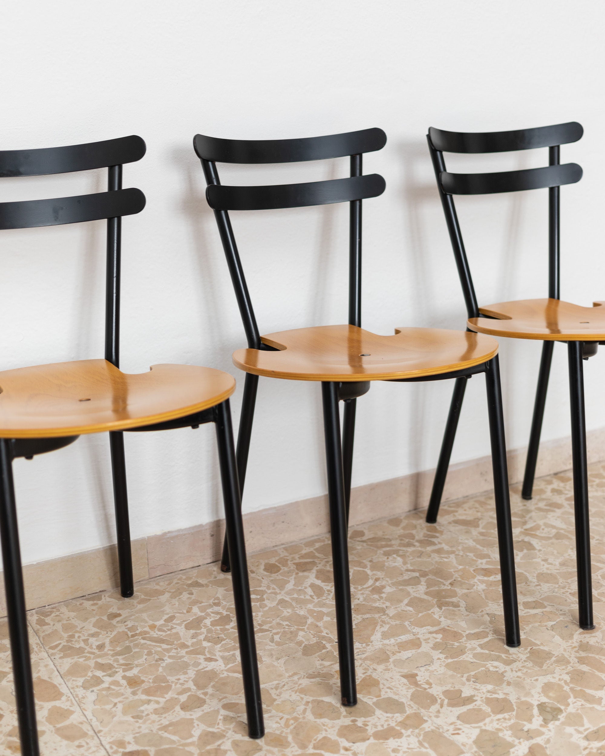 3 Vintage Mid Century Chairs Italy 1970s