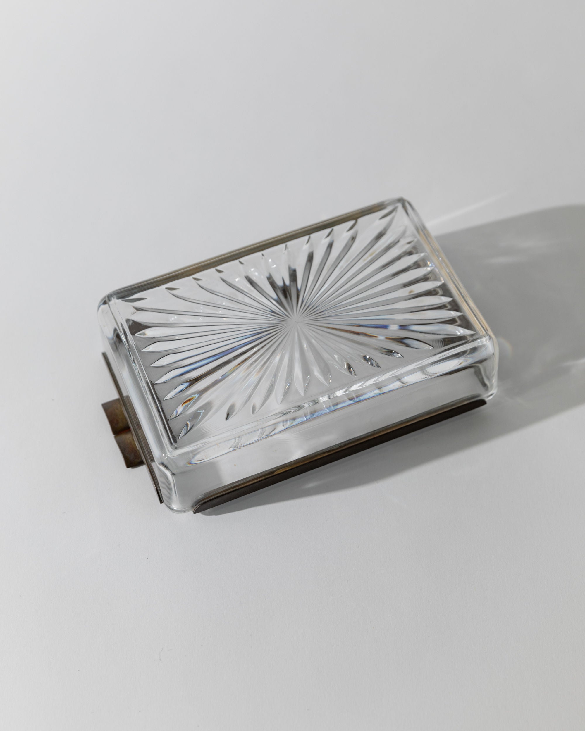 Art Deco Crystal Glass Ashtray, Italy 1930s