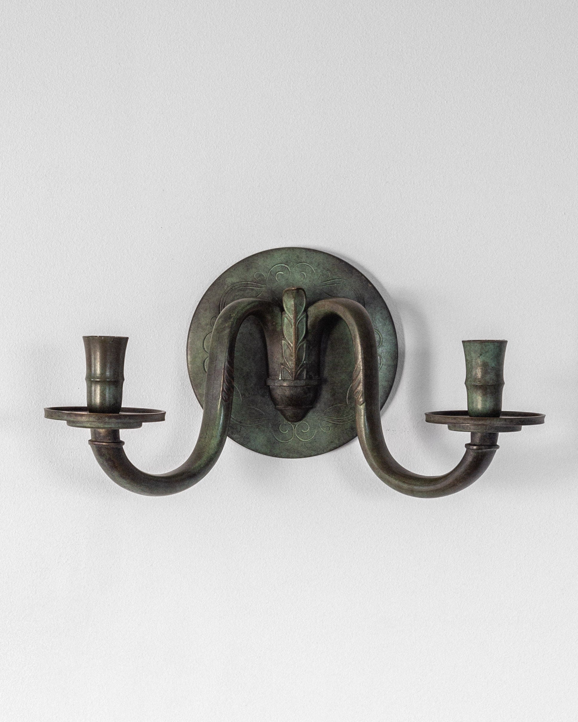 Art Deco Bronze Wall Candle Sconce