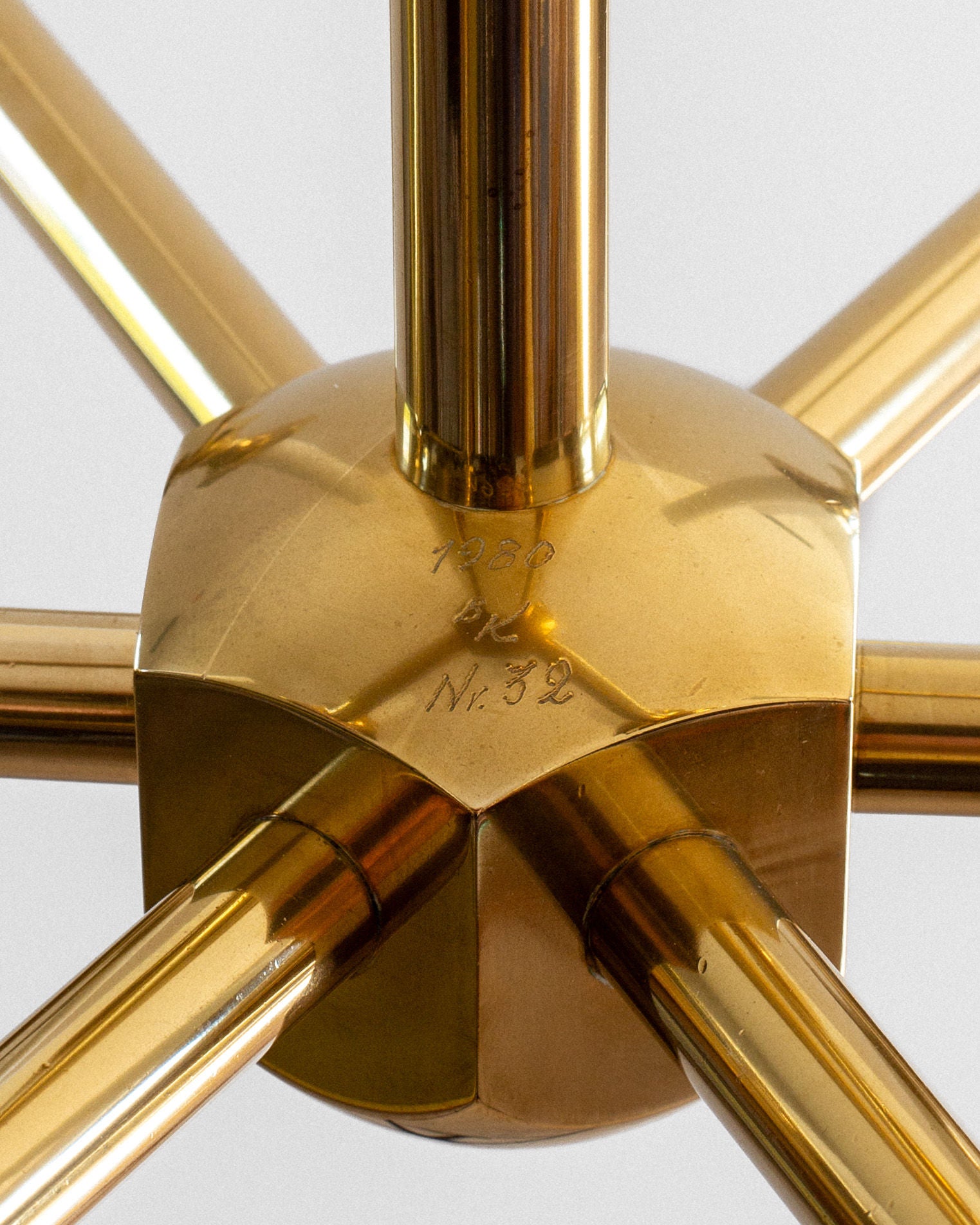 Monumental Brass Candle Chandelier, 1980s