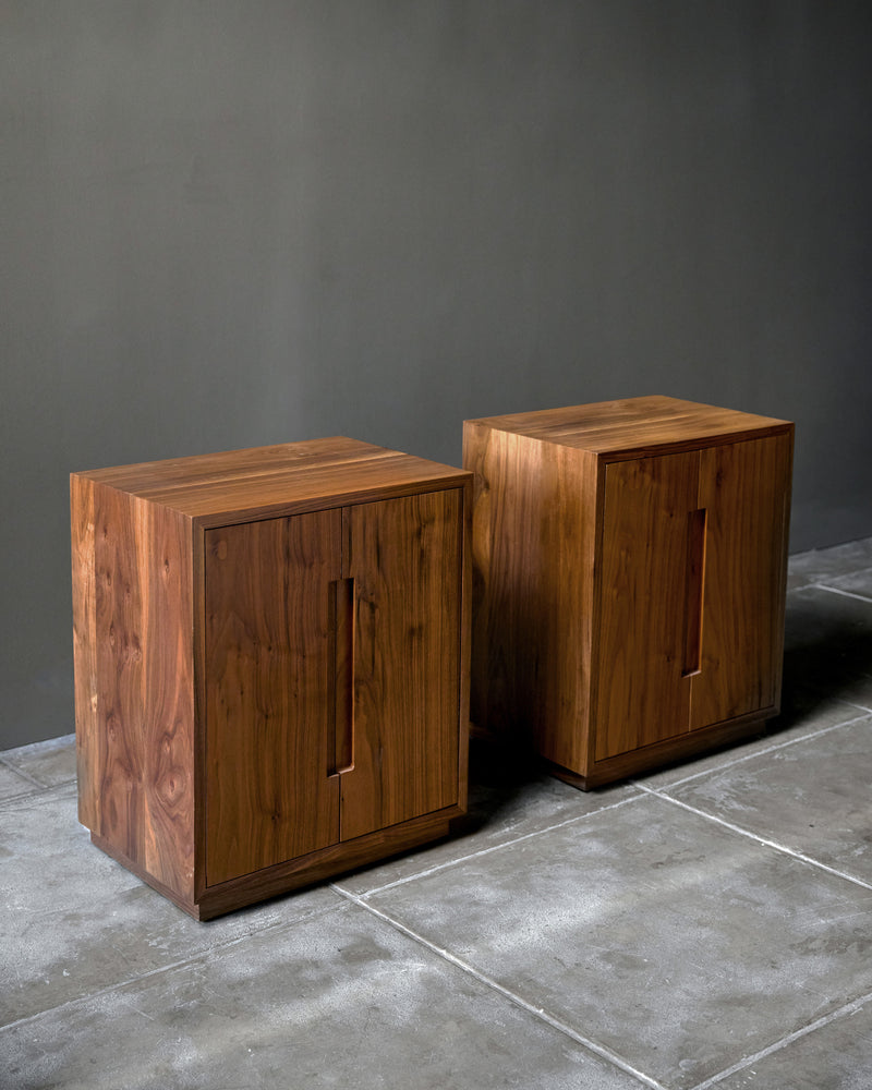 Pair of 'Bahia' Nightstands — close-up of walnut wood finish