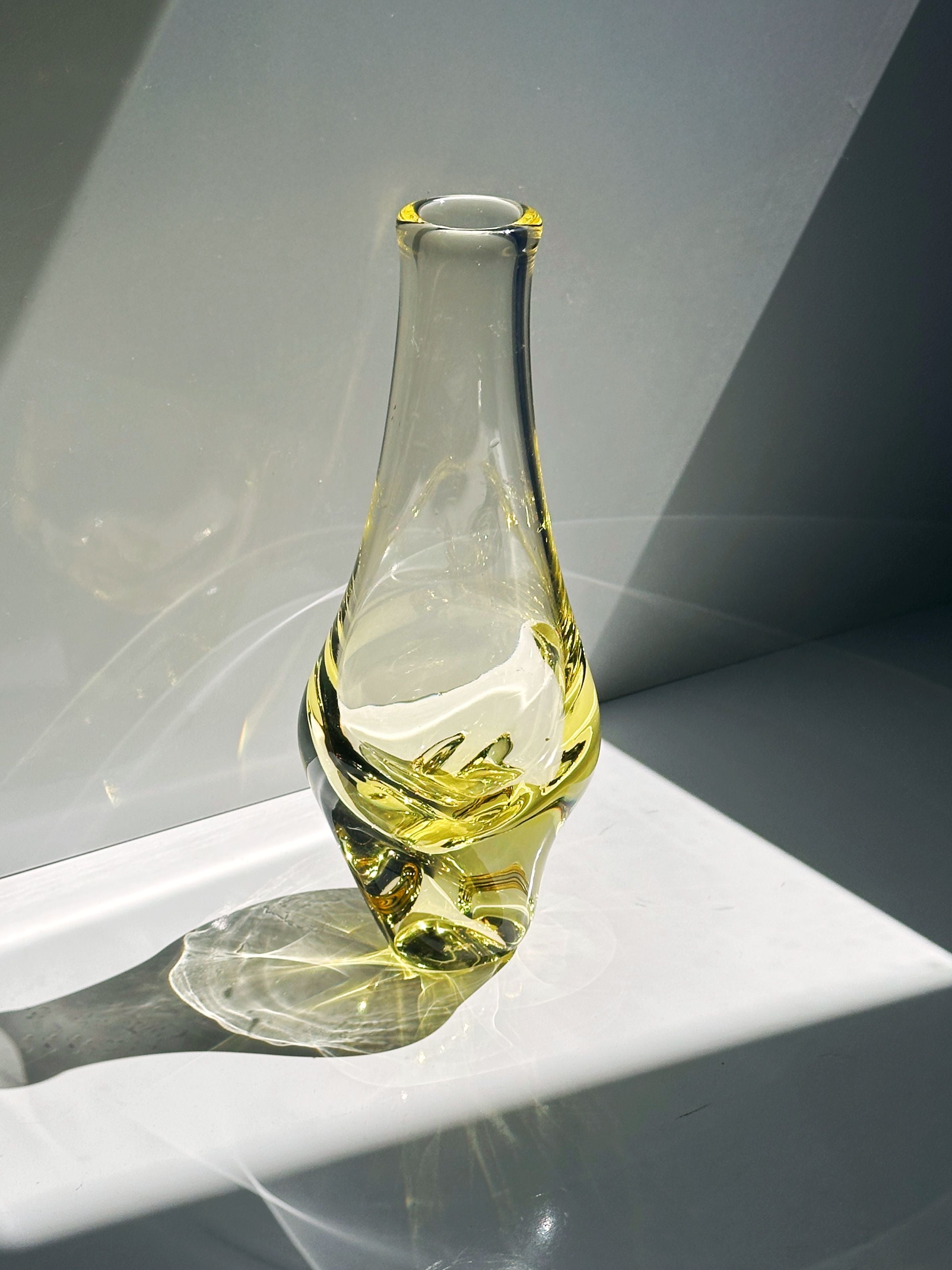 Bohemian Citrine Glass Vase by Miroslav Klinger - 1960s