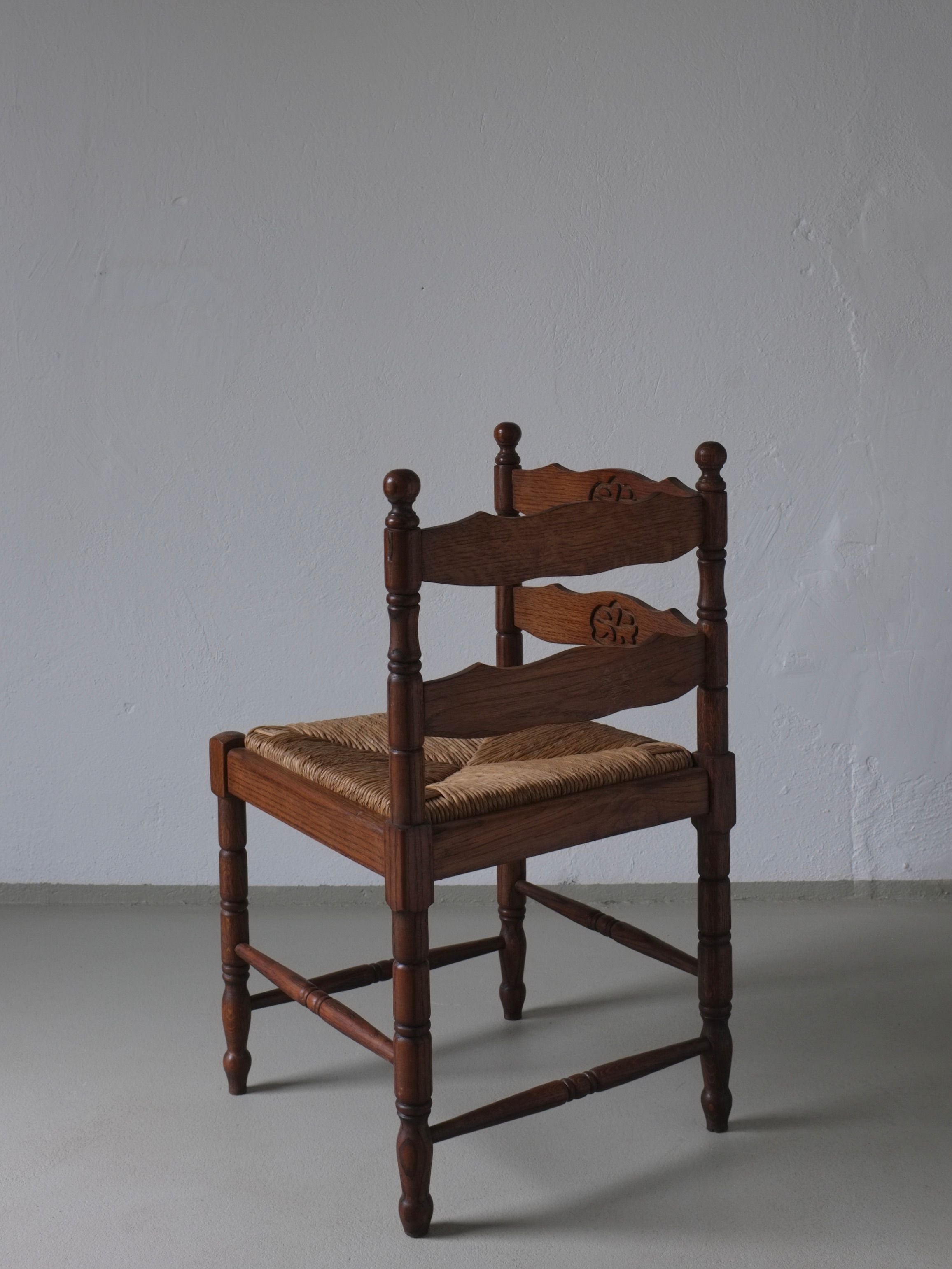 Carved Oak Corner Chair, 1950s