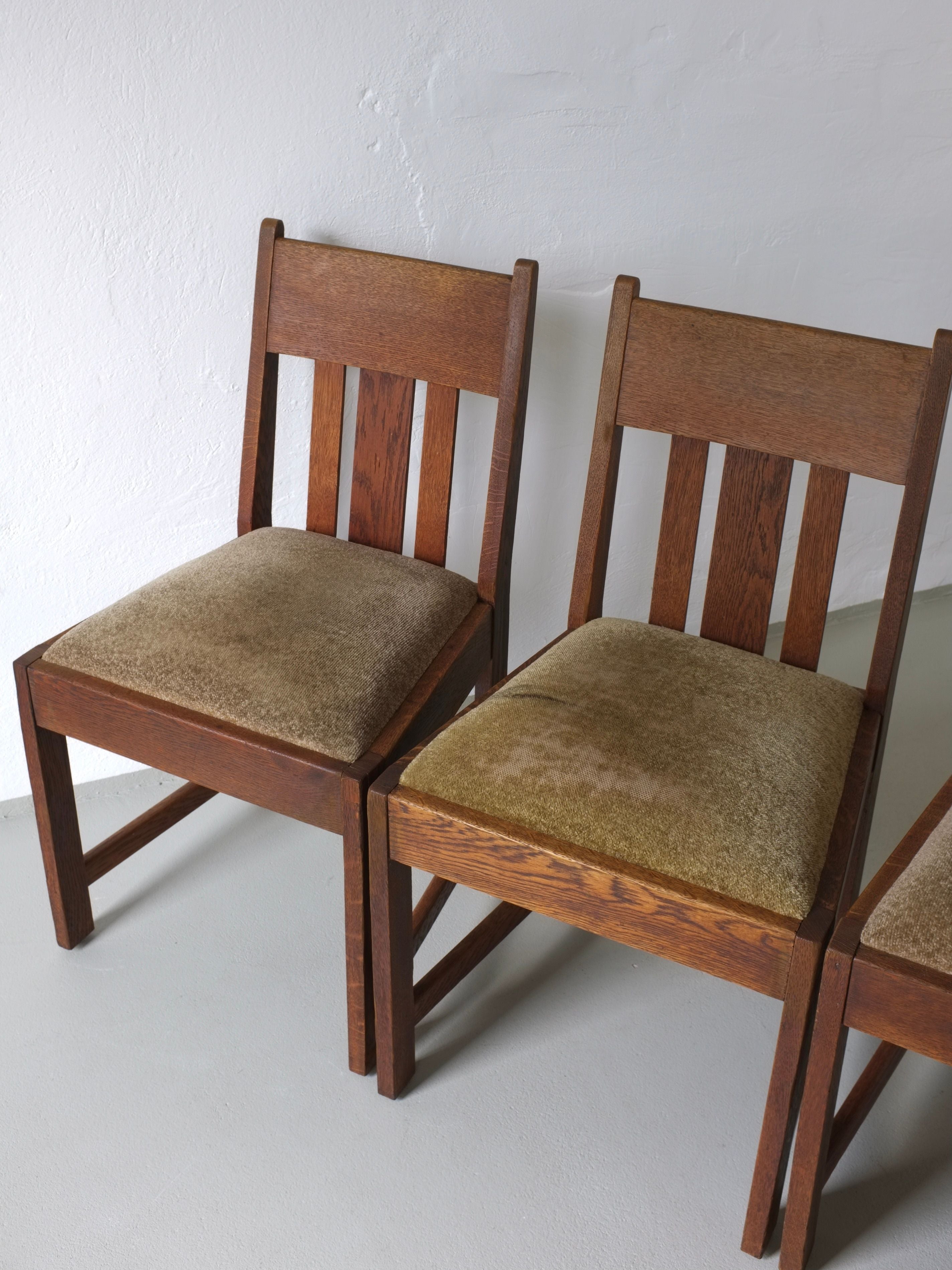 Arts Crafts Oak Dining Chairs, 1910s by Veter The Oblist