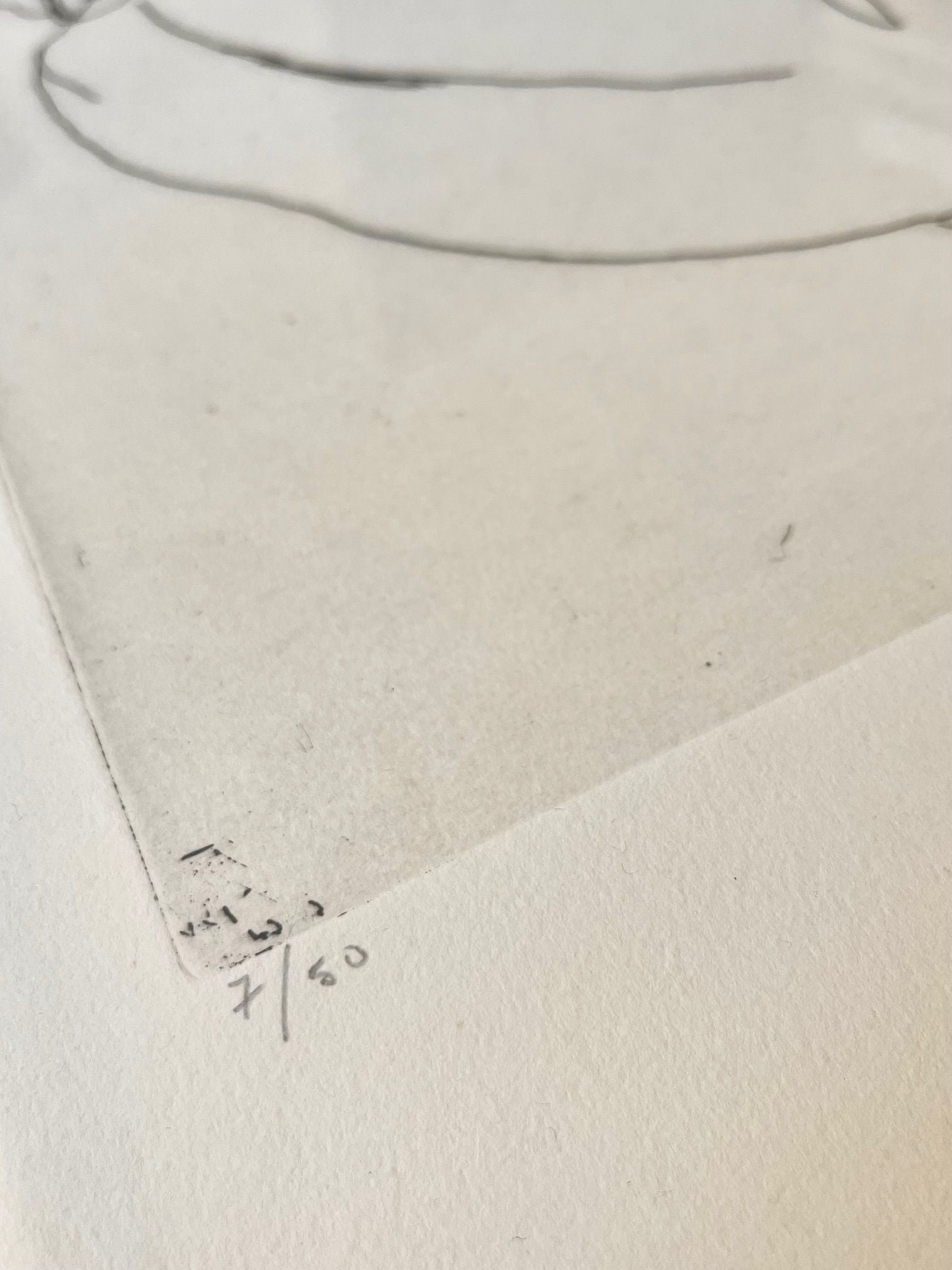 Artist signature detail on Fautrier nude drawing corner