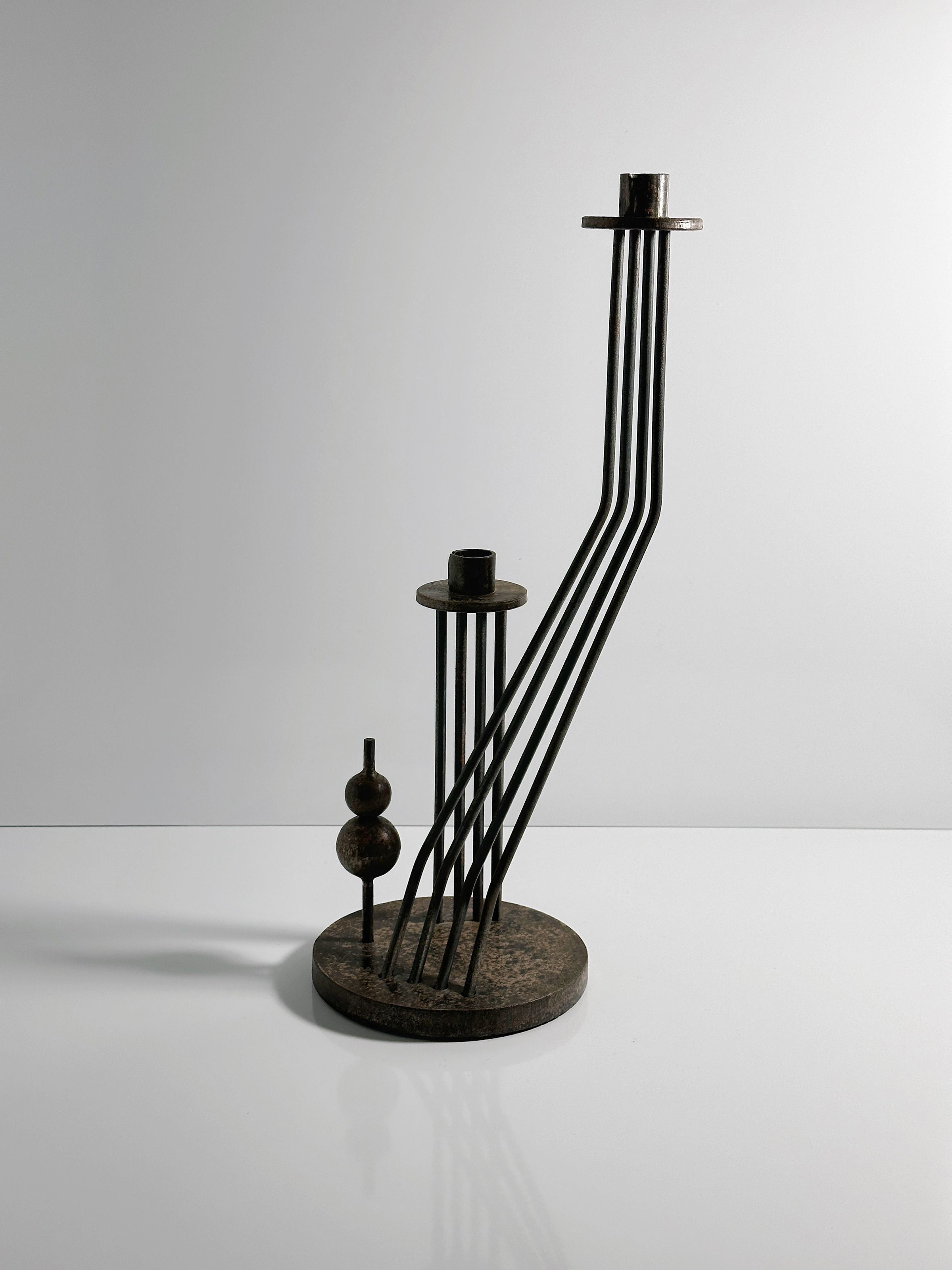 Solid Brutalist Metal Candleholder - 1960s