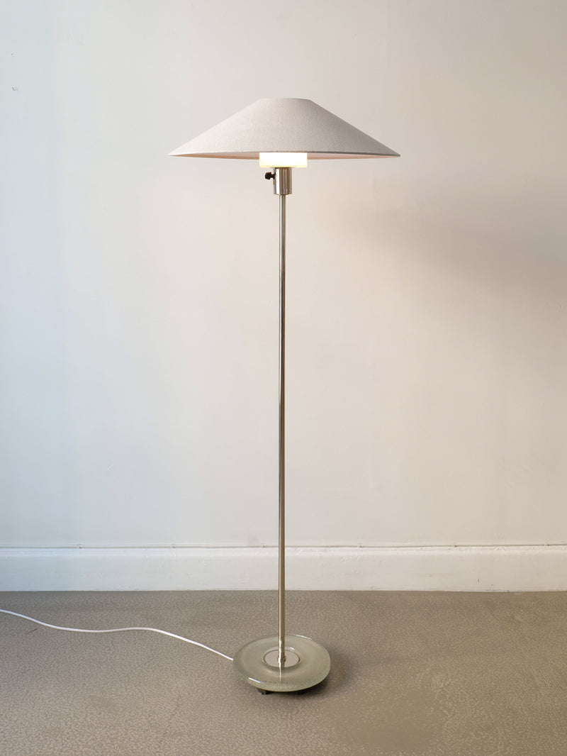 Vintage brass floor lamp with conical shade by Harald Notini 1940s