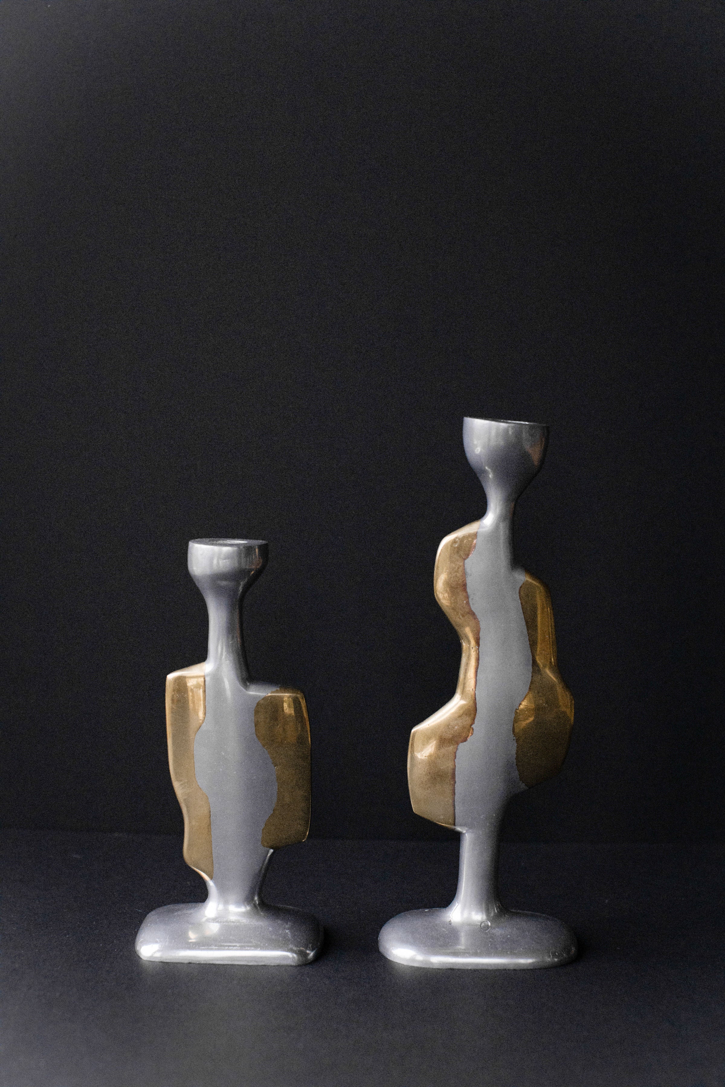 Two Brutalist Candleholders
