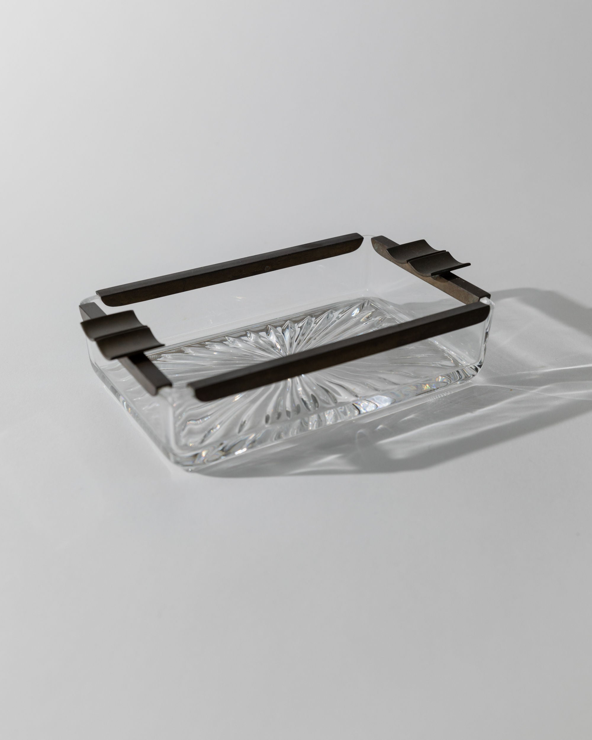 Art Deco Crystal Glass Ashtray, Italy 1930s