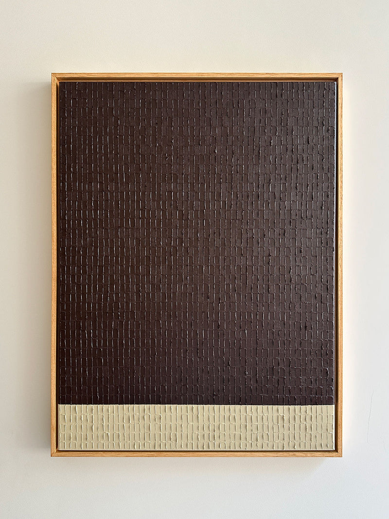 Burnt Titanium abstract painting with textured dark and light grid pattern