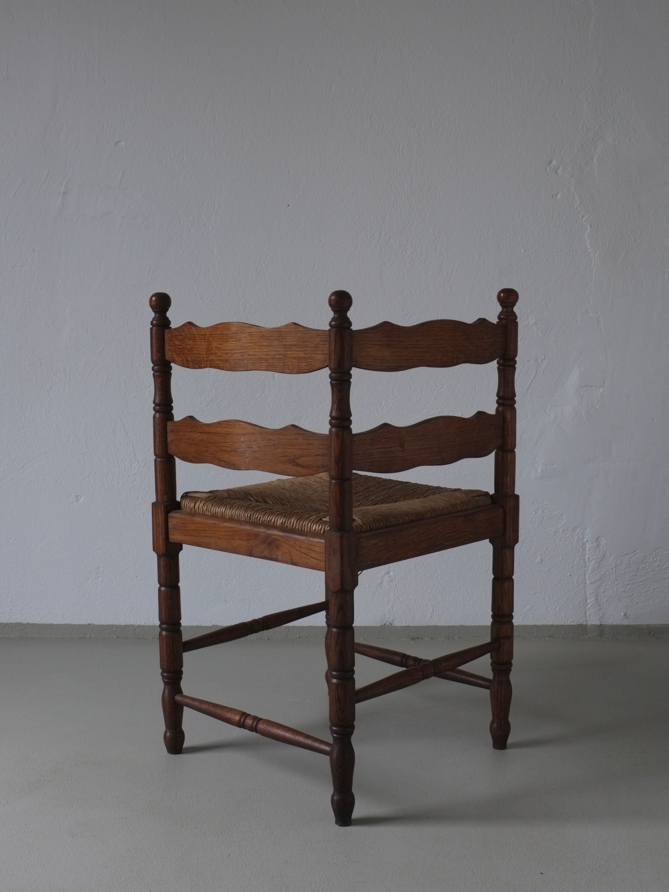 Carved Oak Corner Chair, 1950s