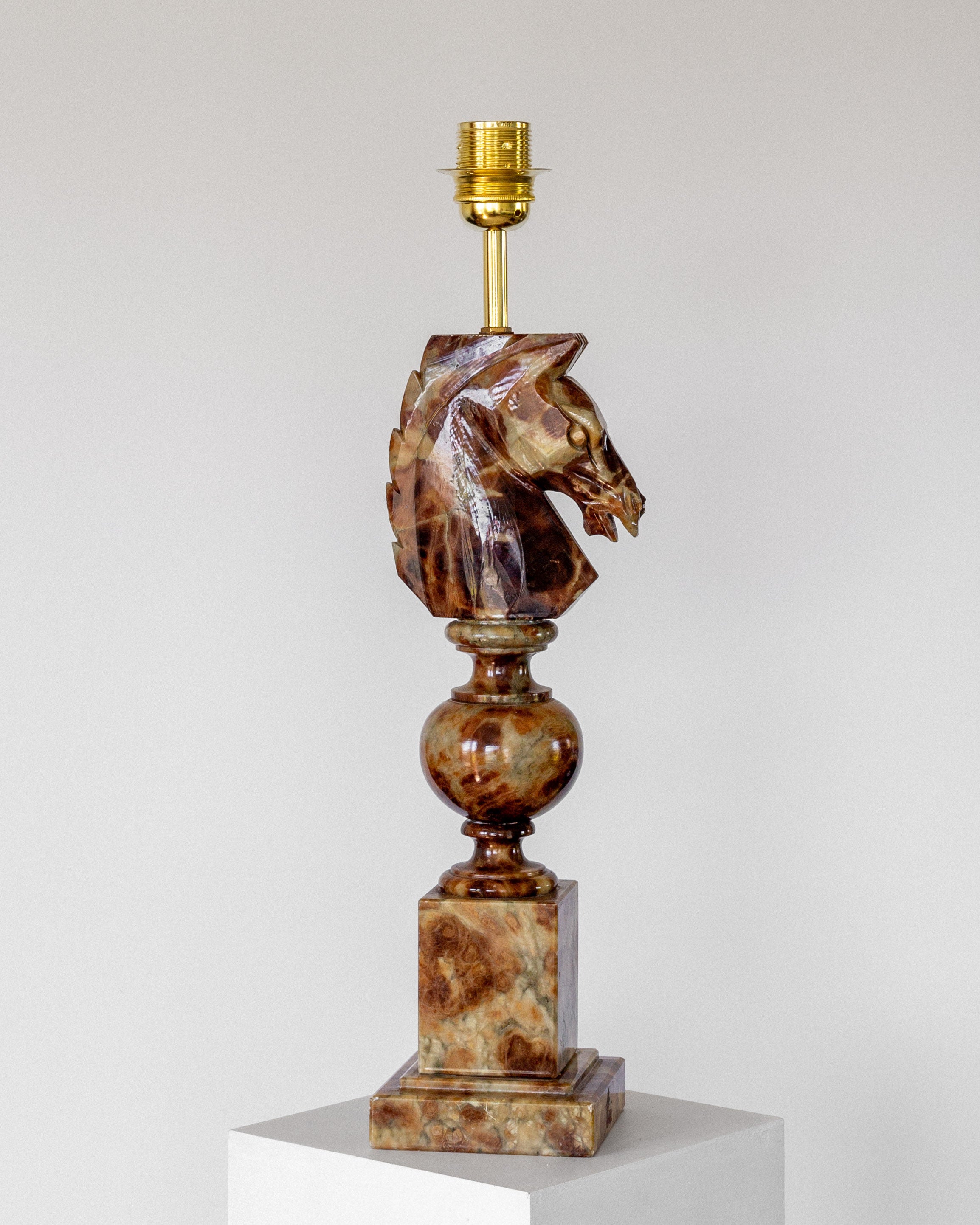 Italian Alabaster Chess Piece Table Lamp, 1970s