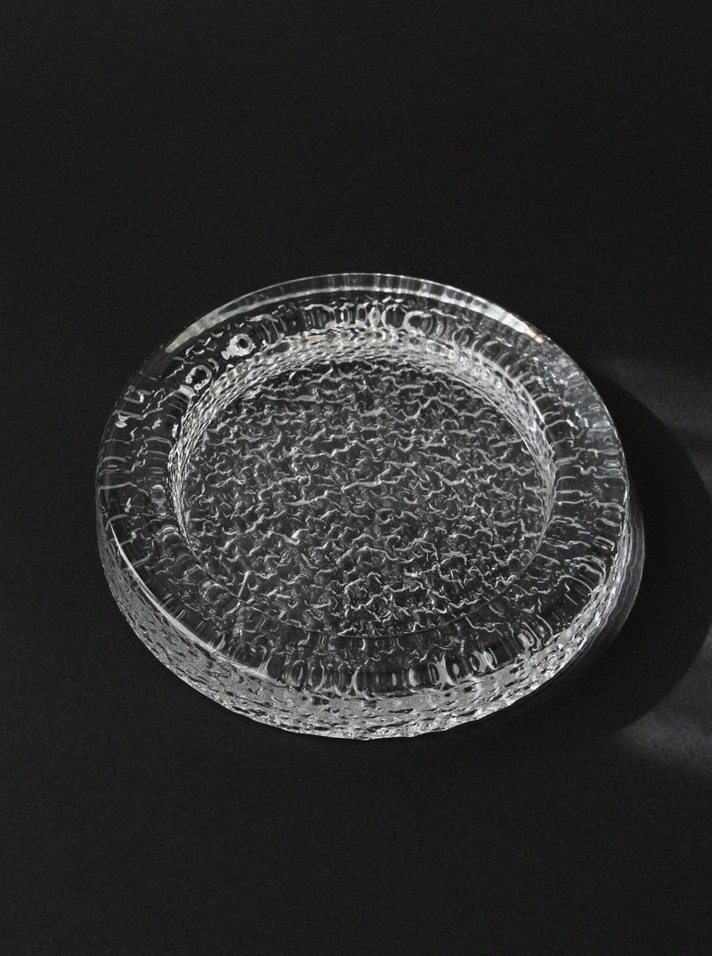Large textured glass bowl by Timo Sarpaneva with crystalline pattern