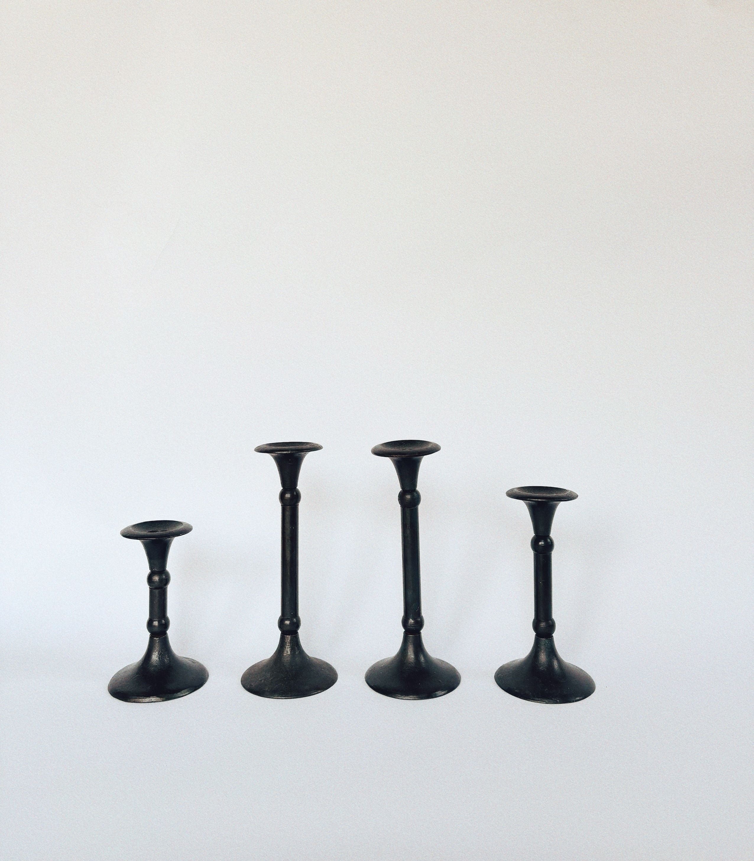 Set of 4 Cast Iron Candleholders