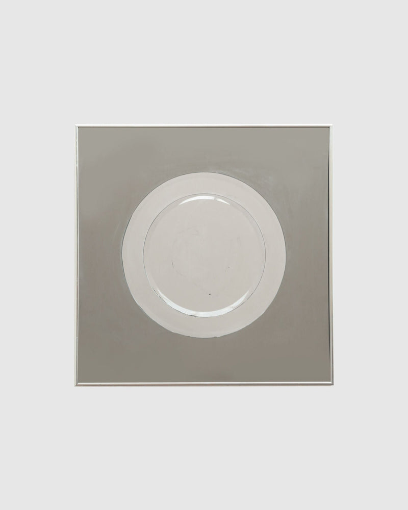 A simple, minimalist image of Villa’s 1970’s Mirror centered on a square, grayish background. Subtle shading and soft edges create a modern, abstract feel reminiscent of Arte Fontana style.