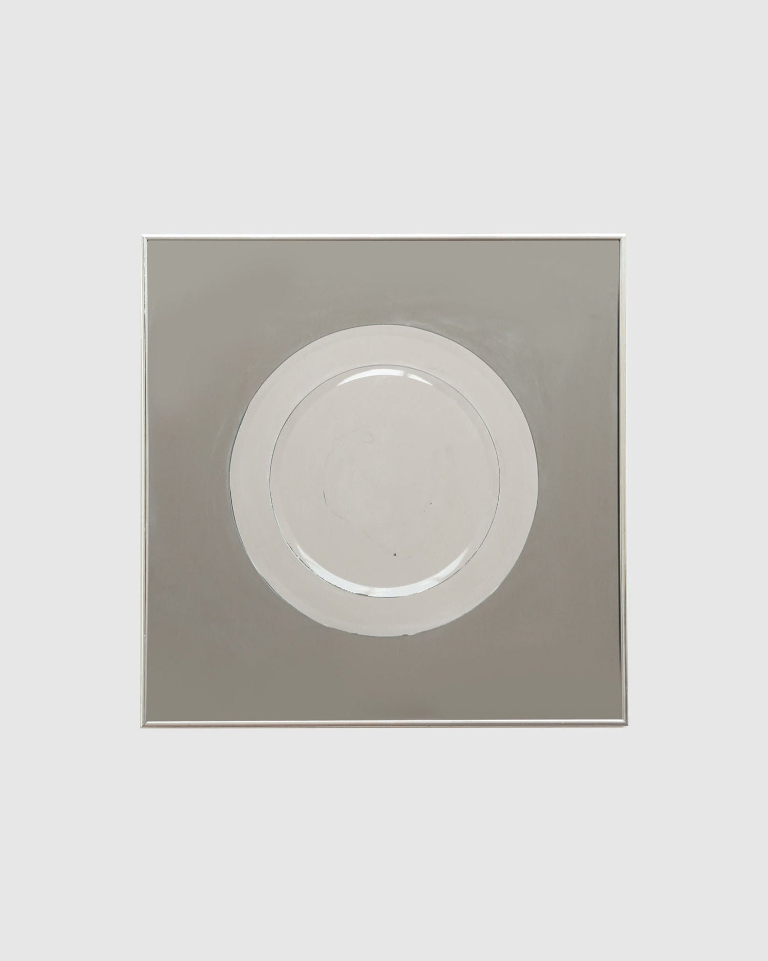 A simple, minimalist image of Villa’s 1970’s Mirror centered on a square, grayish background. Subtle shading and soft edges create a modern, abstract feel reminiscent of Arte Fontana style.