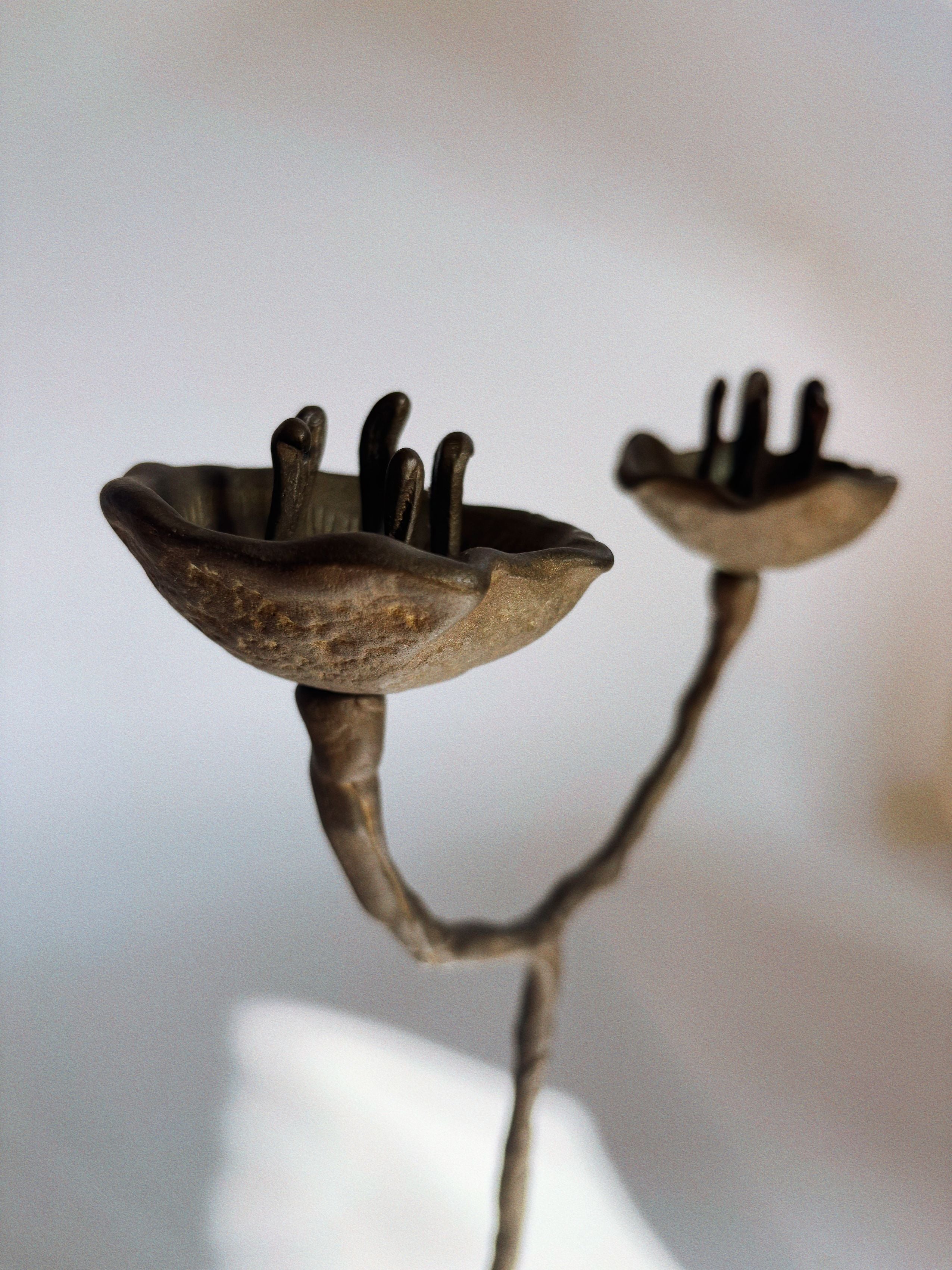2 Arm Bronze Flower Candelabra