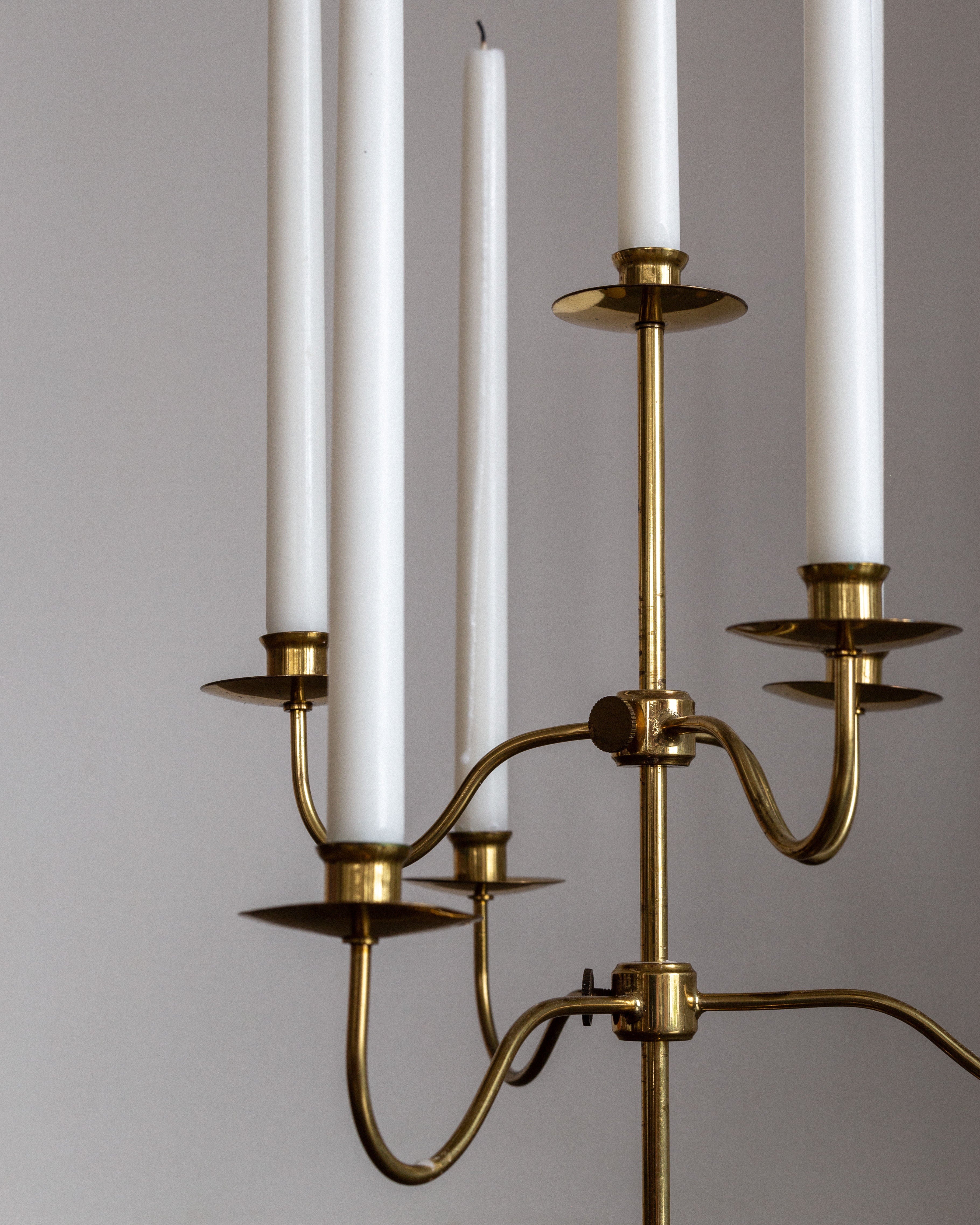 Swedish Mid-Century Brass Candelabra