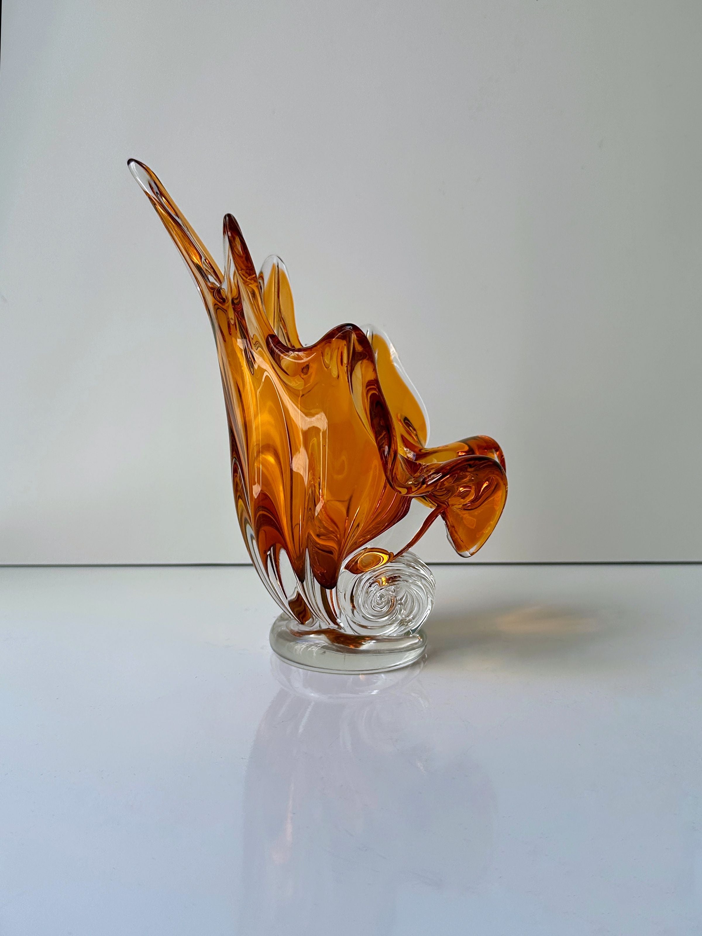 Orange/amber Coloured Murano Shell Bowl