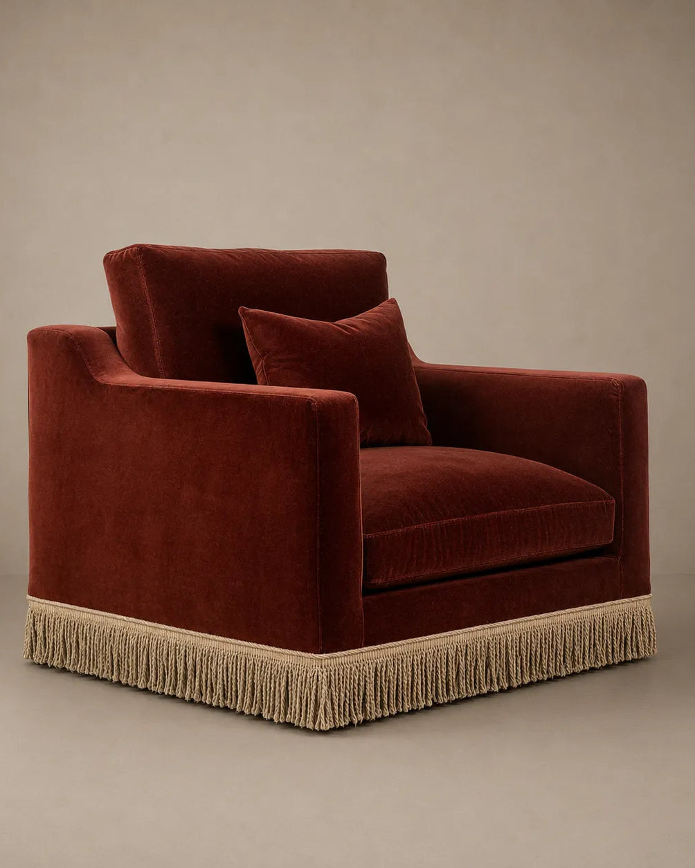 Orlando Lounge Chair - Velvet Sangria & Jute Fringe by RIJD Interior | The Oblist