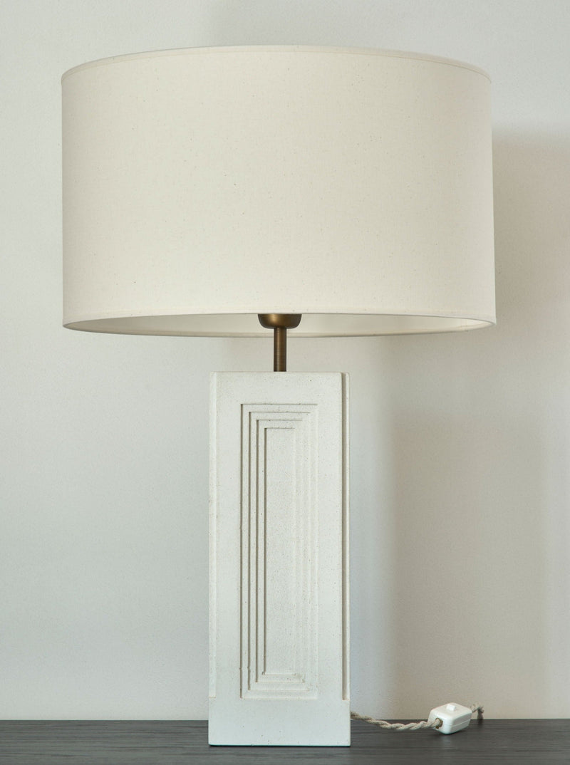 Nini Lamp by LESAIN | The Oblist — handcrafted concrete base, white shade