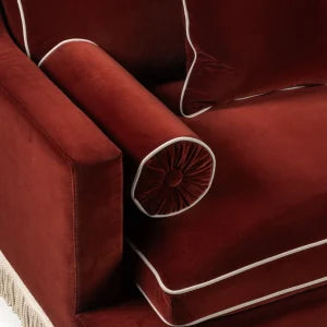 Orlando Sofa 230cm - Velvet Sangria & Cream Bullion Fringe — detail view