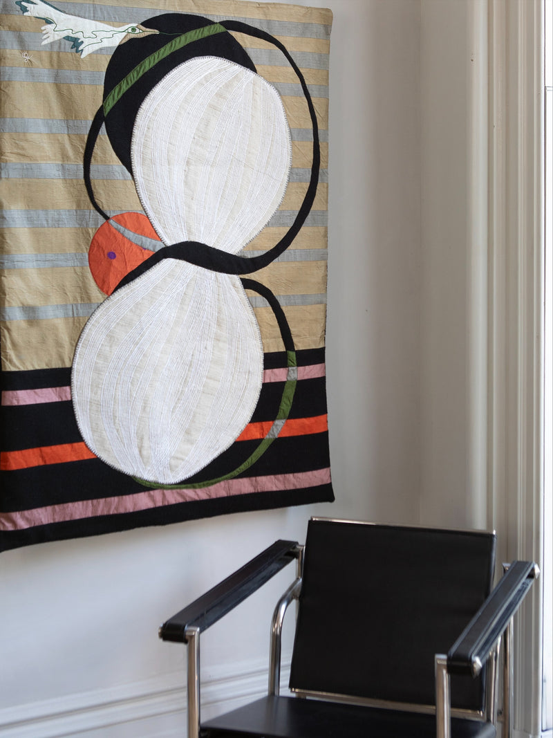 Simple Flight Hand Sewn Silk Tapestry — detail view