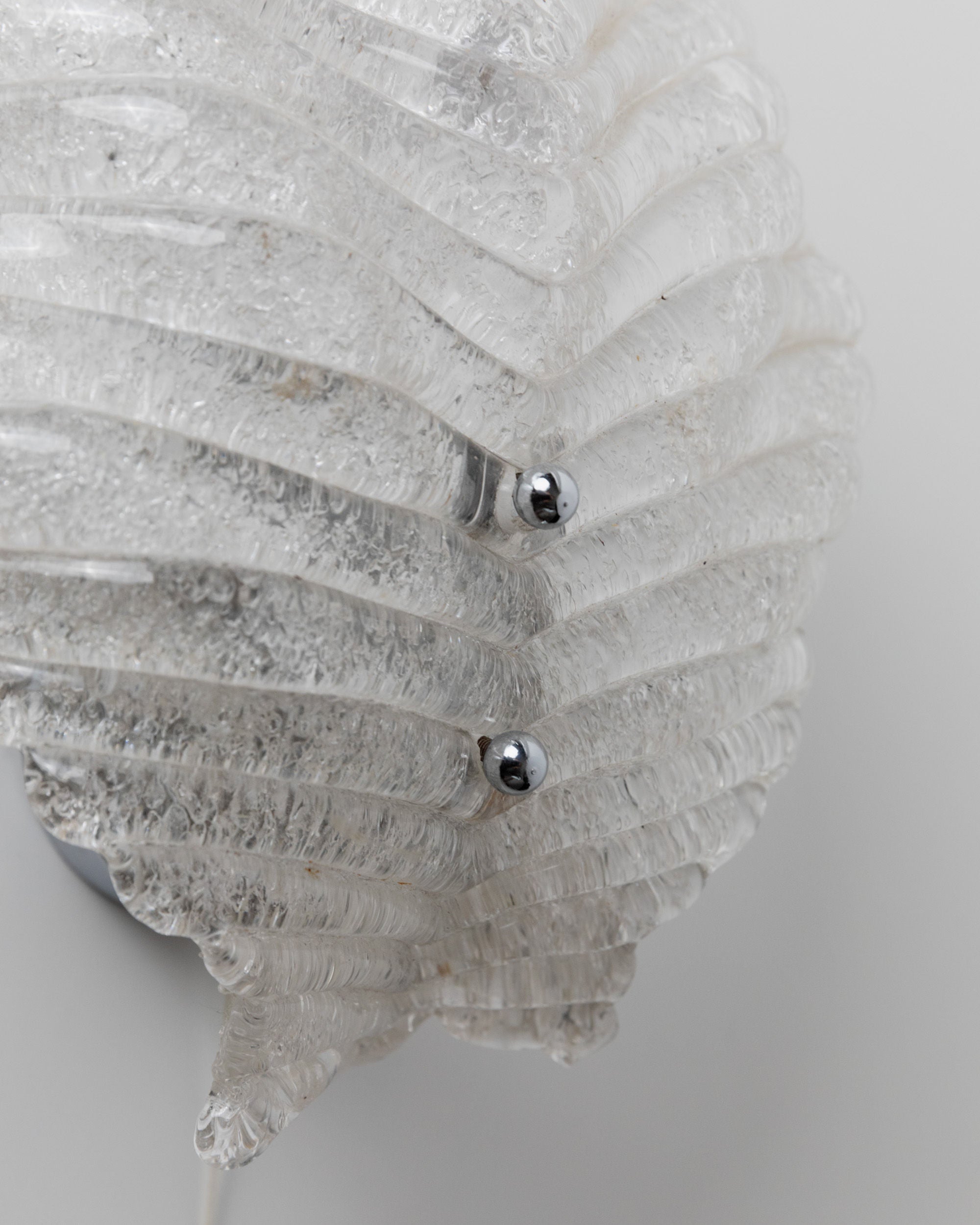 Vintage Murano Glass Wall Lamp for Honsel Lamps — back view showing textured glass and chrome details