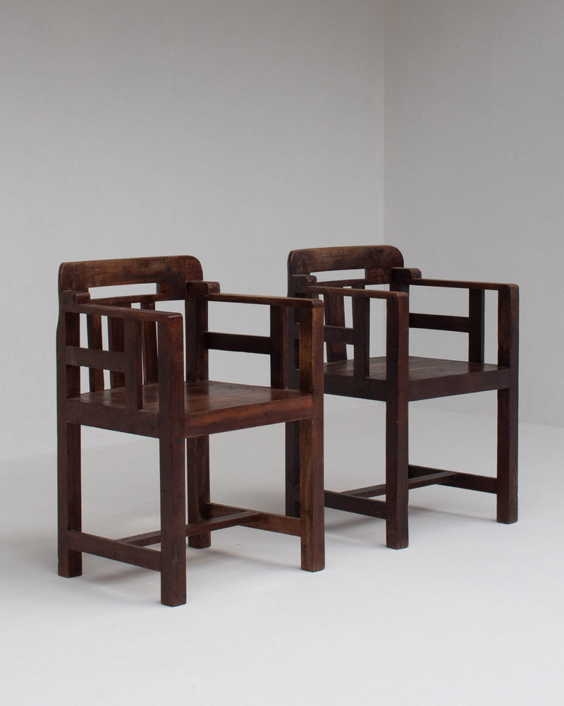 Pair of Art Deco Armchairs with Sculptural Frame by Malata Antwerp | The Oblist