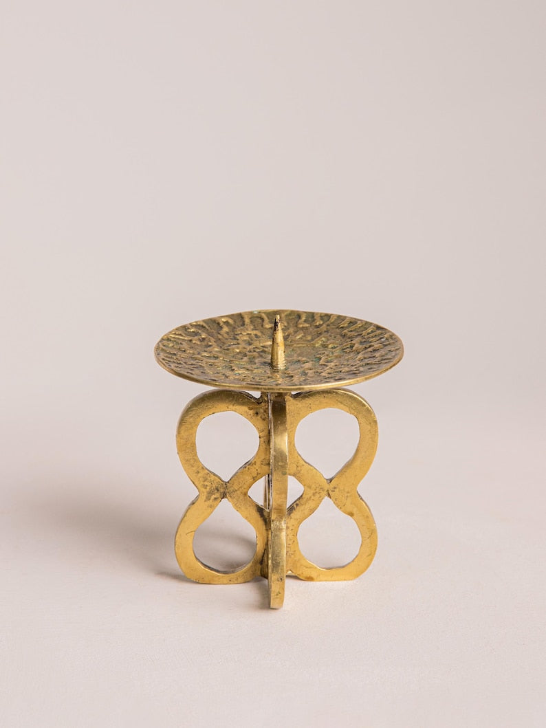 Brutalist Brass Candle Holder — detail view