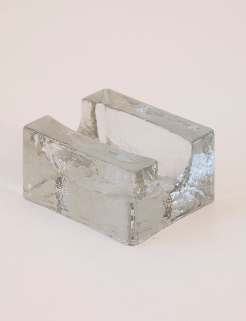 Vintage Scandinavian Candle Holders in Glass and Clear Glass — close-up of clear glass texture